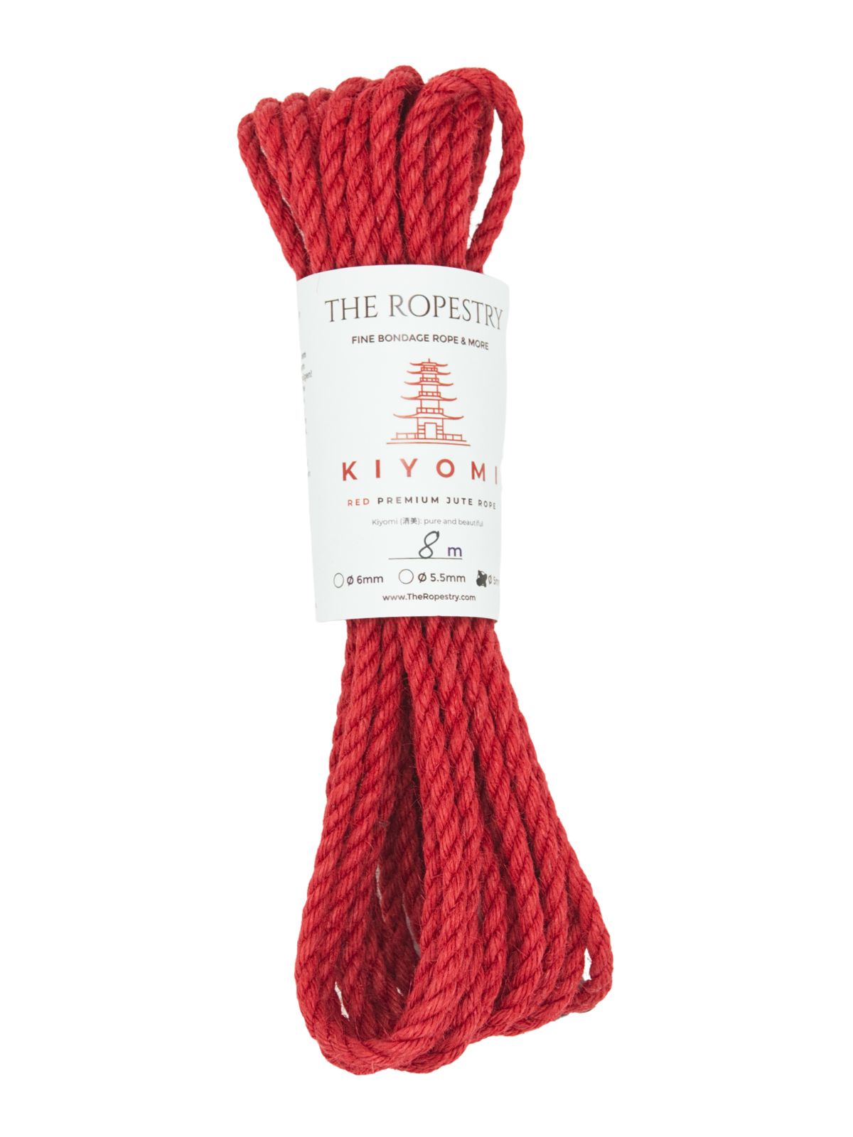 ø 5mm KIYOMI RED strong single-ply Z-twist medium-lay jute rope for Shibari & Kinbaku applications, untreated, JBO-free  ø 5mm KIYOMI RED strong single-ply Z-twist medium-lay jute rope for Shibari & Kinbaku applications, untreated, JBO-free