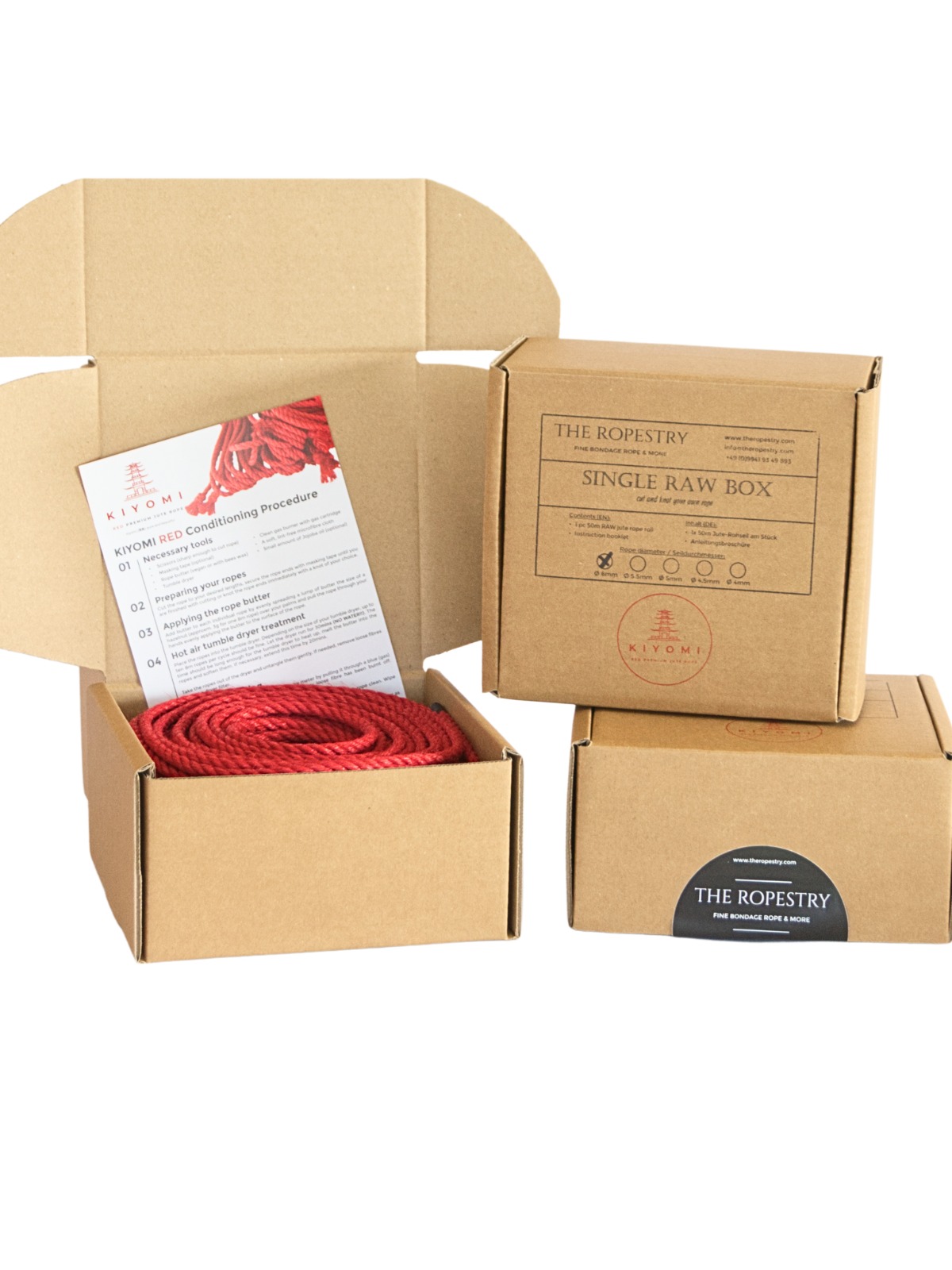 KIYOMI RED SINGLE RAW ROLL - 50m of red raw jute rope for bondage, Shibari and Kinbaku, cut and knot your own ropes