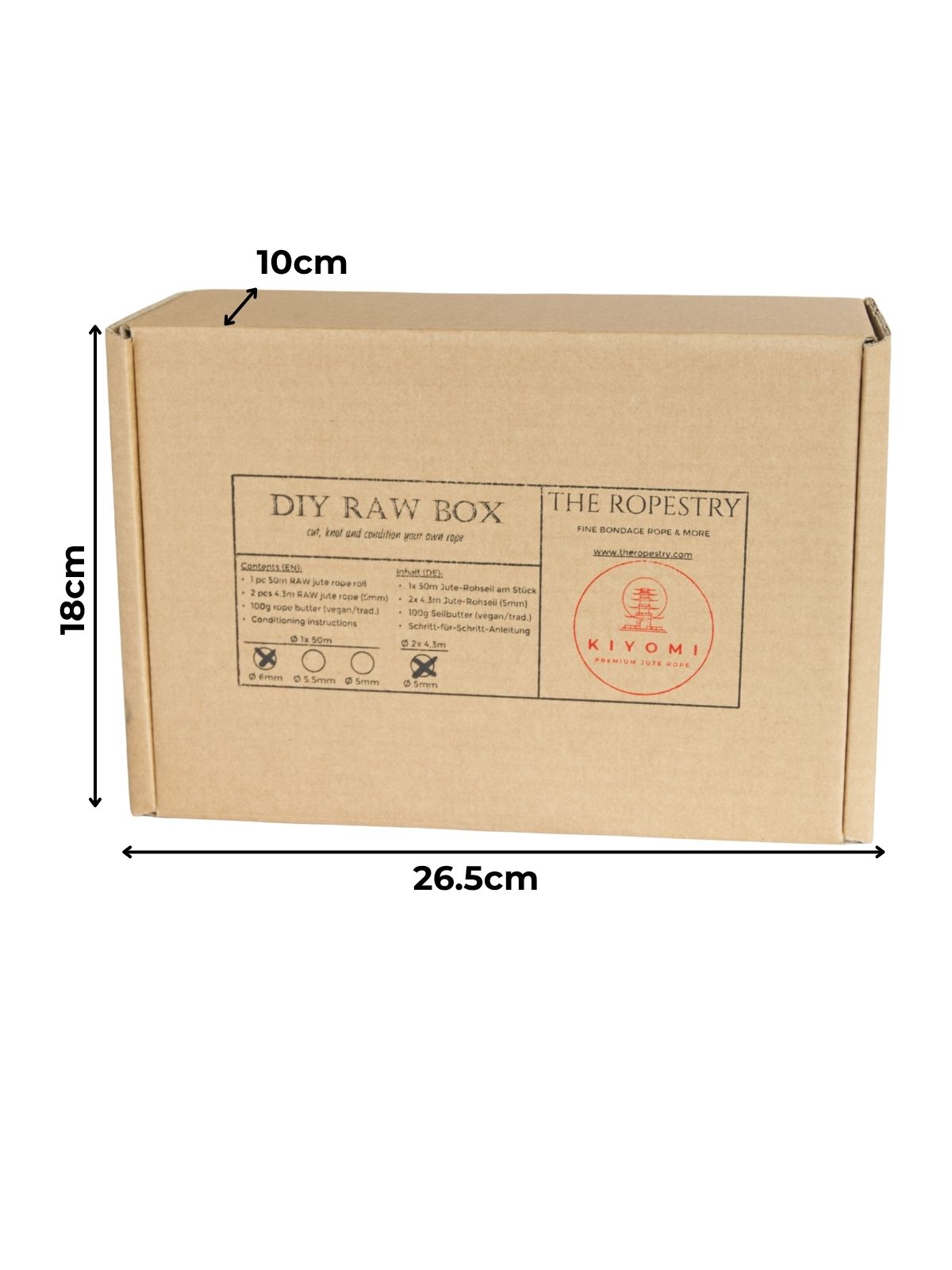 KIYOMI DIY RAW BOX - 50m raw rope, 2x 4.3m ø5mm ropes, rope butter, storage box, instructions and FREE microfibre cloth