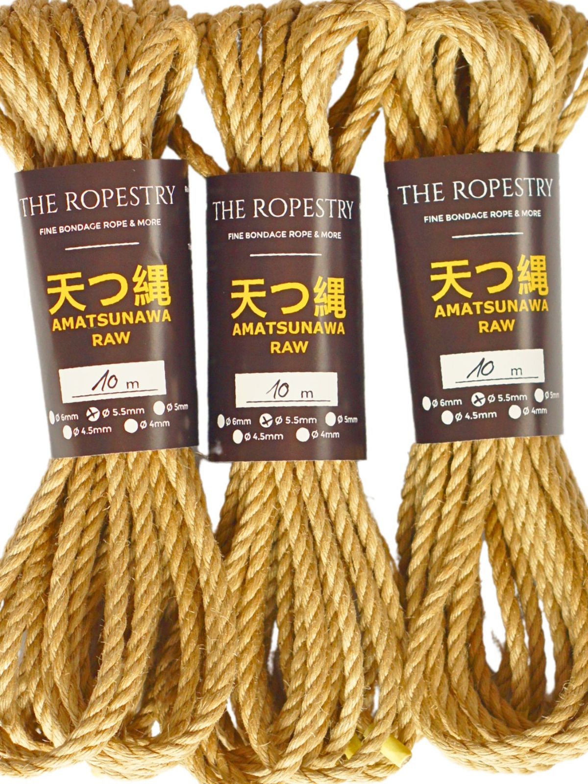 ø 5.5mm RAW AMATSUNAWA 5/5 jute rope for Shibari, Kinbaku bondage, untreated, JBO-free