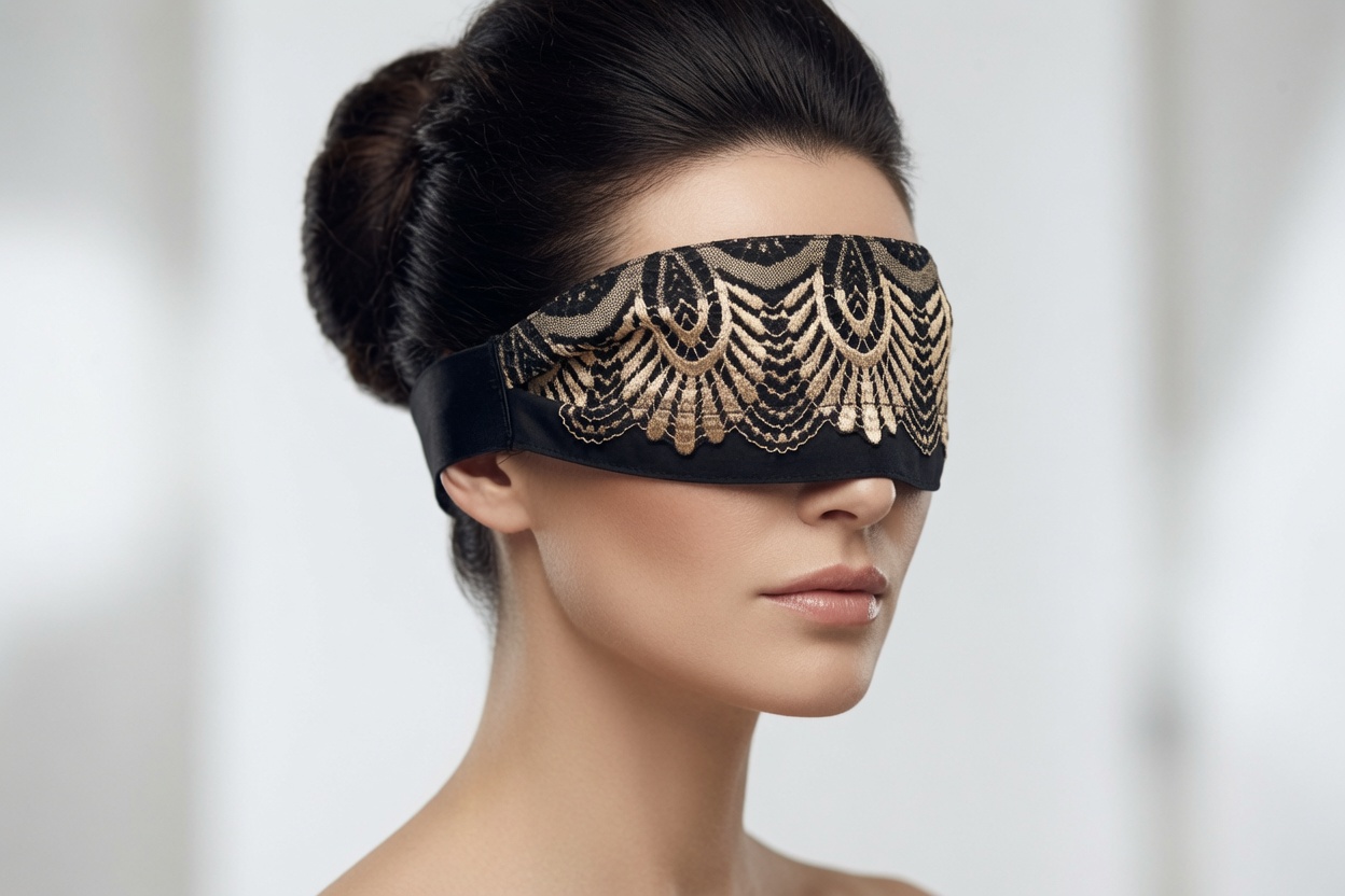 Blindfold "Pavona" with delicate lace – for Shibari & Sensory Play, Meditation Mask | Exclusive Design by TheRopestry