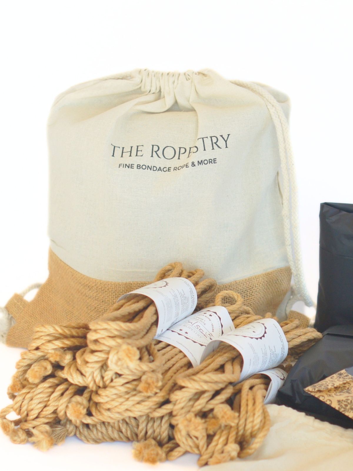 10pc Mystery Rope Bag - ready-to-use jute ropes, blindfold and rope bag, B-stock and clearance stock!