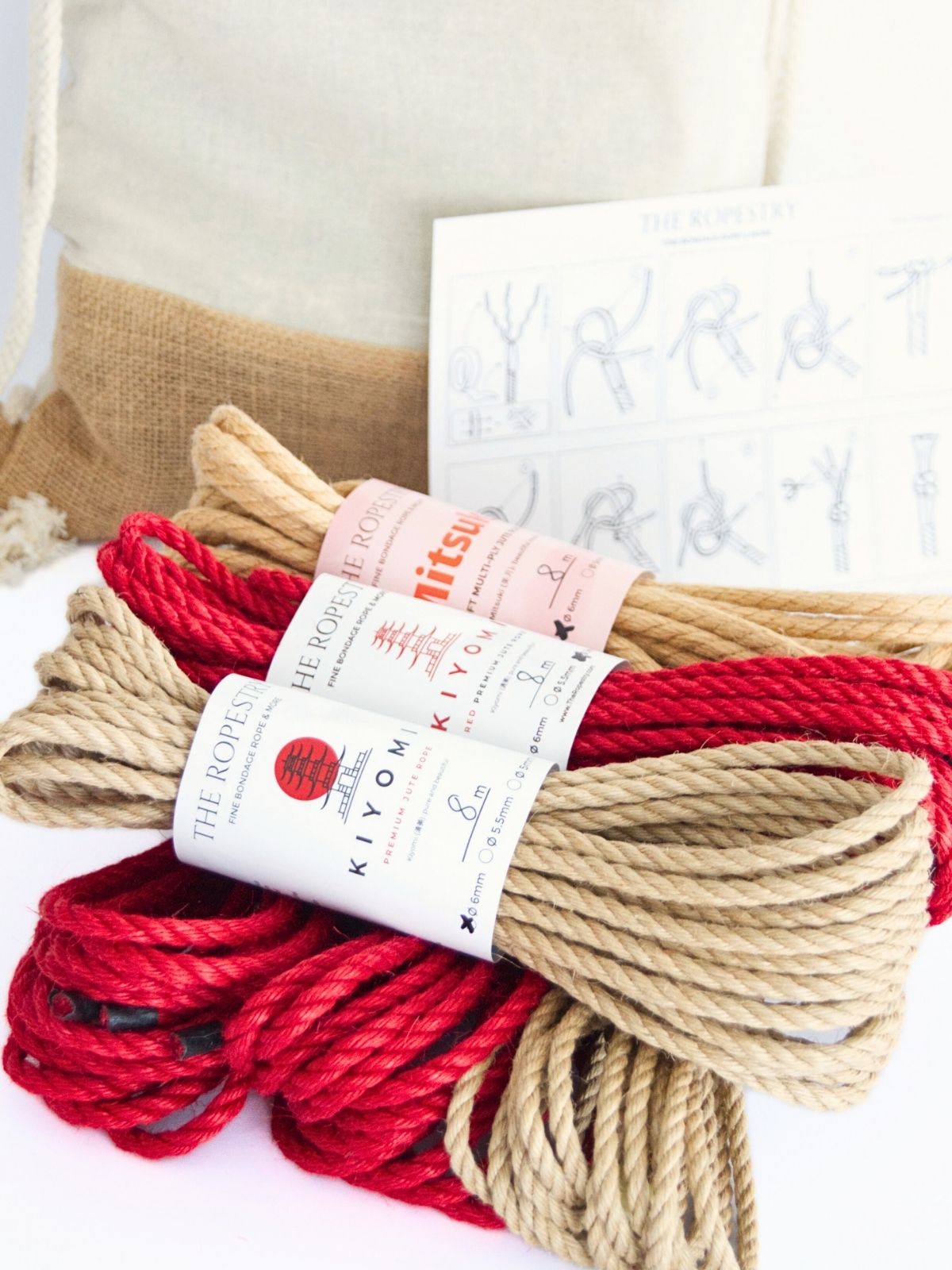 Mystery Rope Set - A surprise selection of 8.30 m jute ropes, mixed from our range, plus a storage bag, instructions etc.