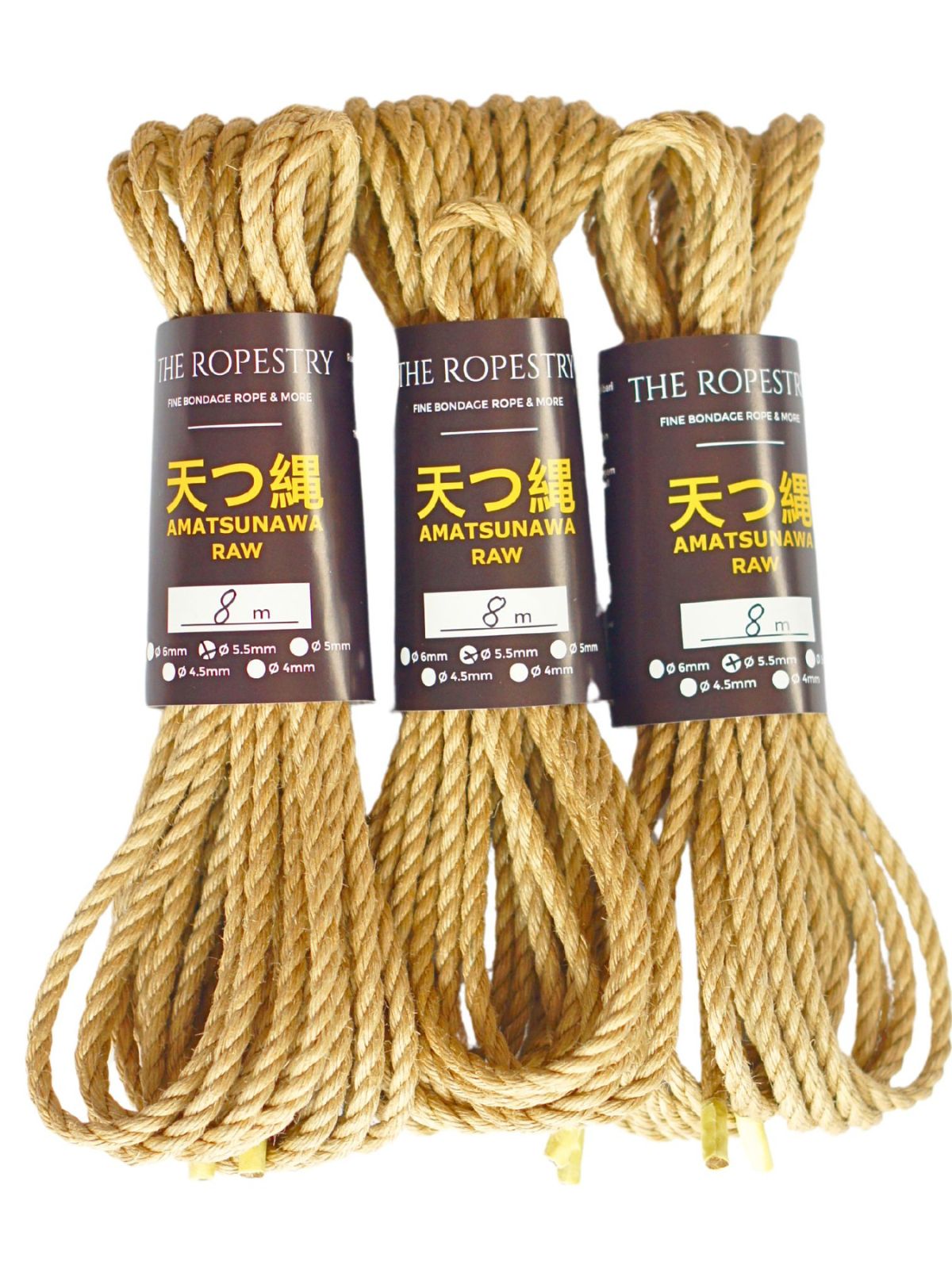ø 5.5mm RAW AMATSUNAWA 5/5 jute rope for Shibari, Kinbaku bondage, untreated, JBO-free