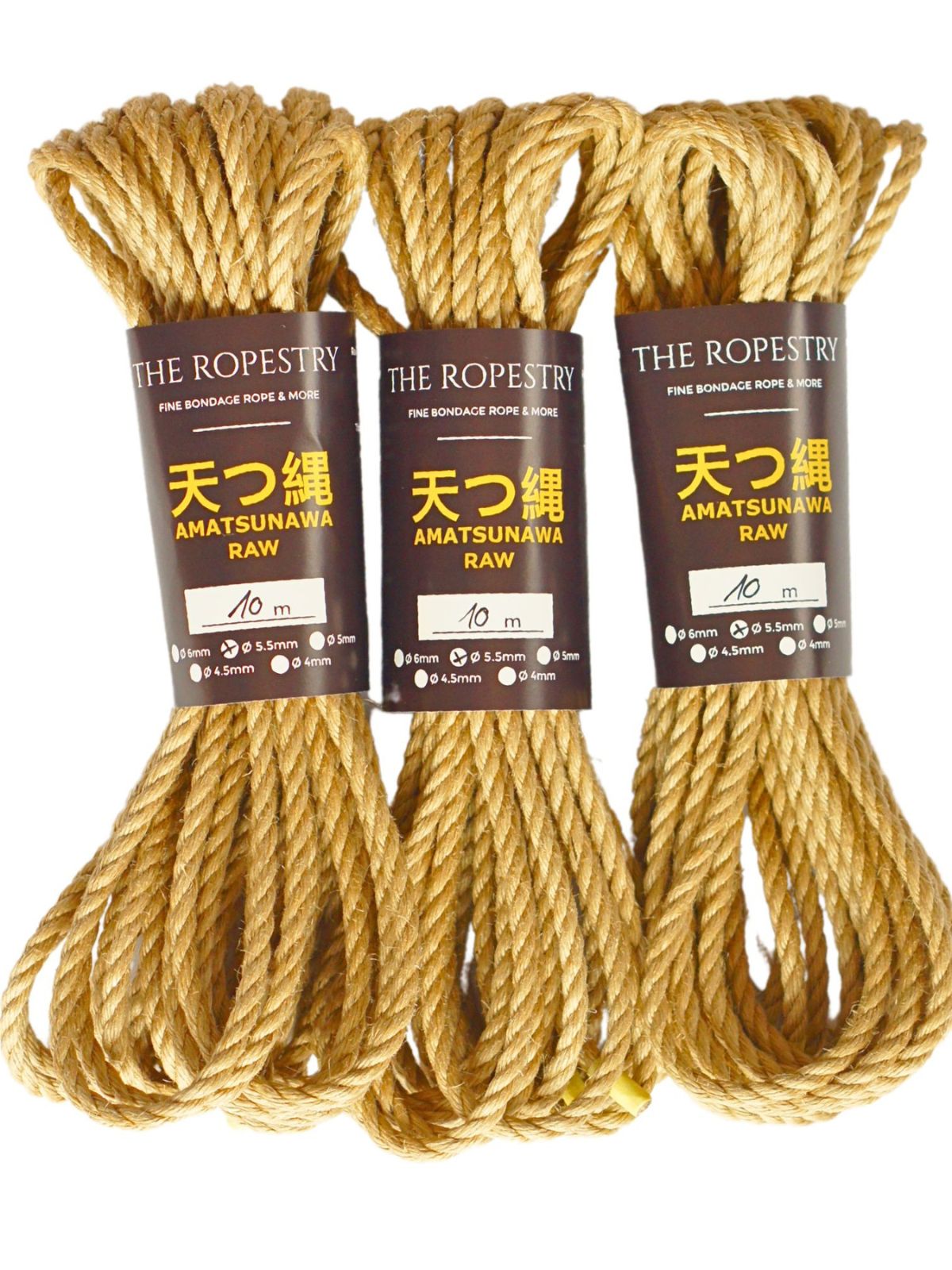 ø 5.5mm RAW AMATSUNAWA 5/5 jute rope for Shibari, Kinbaku bondage, untreated, JBO-free