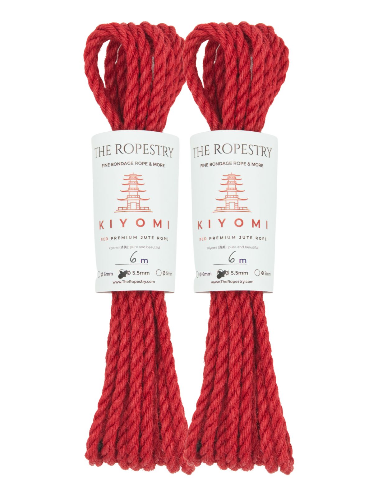 ø 5.5mm KIYOMI RED strong single-ply Z-twist medium-lay jute rope for Shibari & Kinbaku applications, untreated, JBO-free  ø 5.5mm KIYOMI RED strong single-ply Z-twist medium-lay jute rope for Shibari & Kinbaku applications, untreated, JBO-free