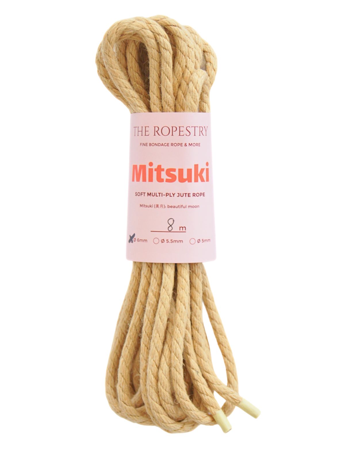 ø 6mm Mitsuki jute rope for Shibari, Kinbaku bondage, untreated, chemical free, soft, loose-lay