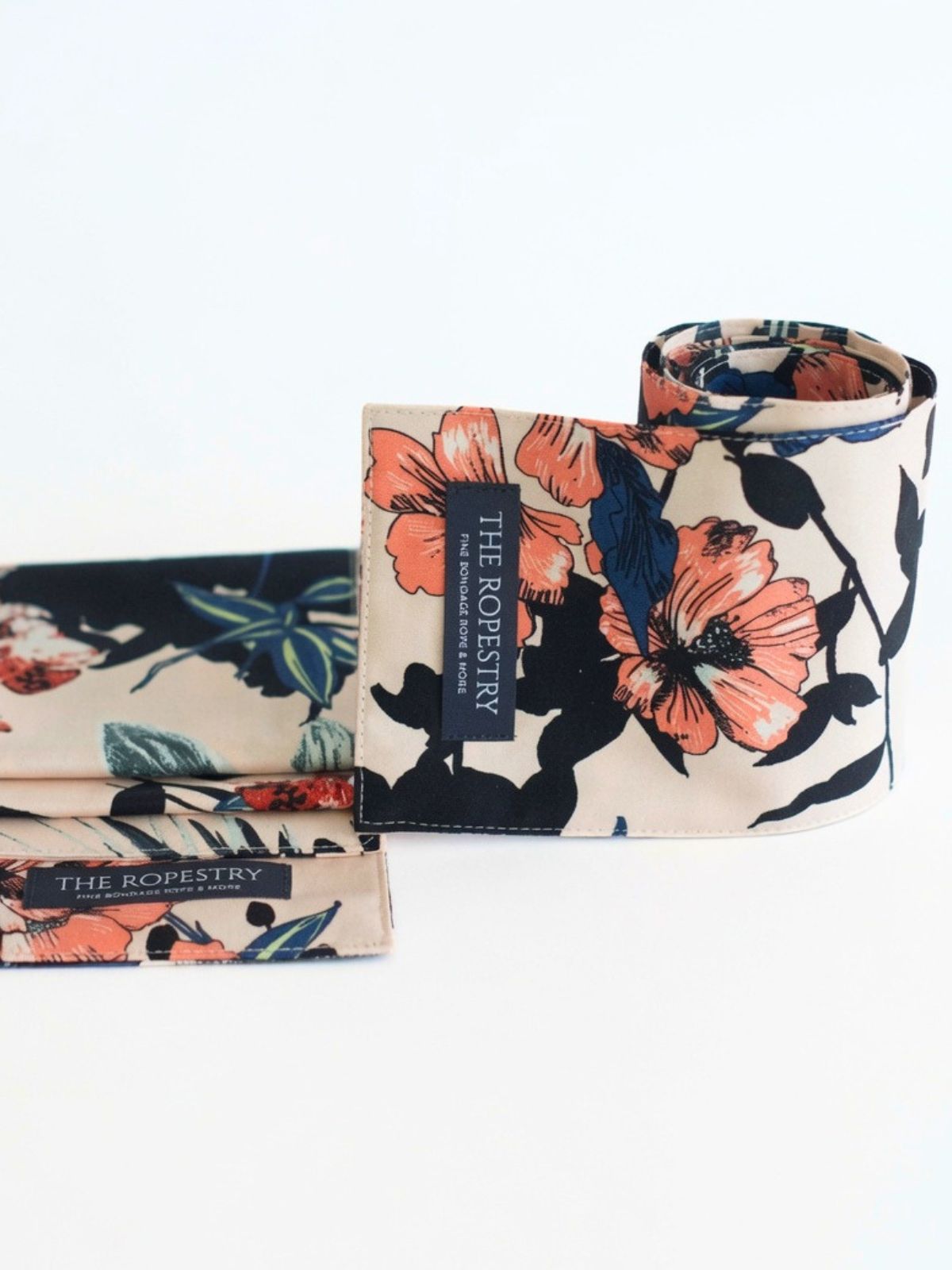 Blindfold, printed cotton – 3-Ply Sleep Mask & Bondage Restraint – Multi-use Tie, Shibari Accessoire with floral print