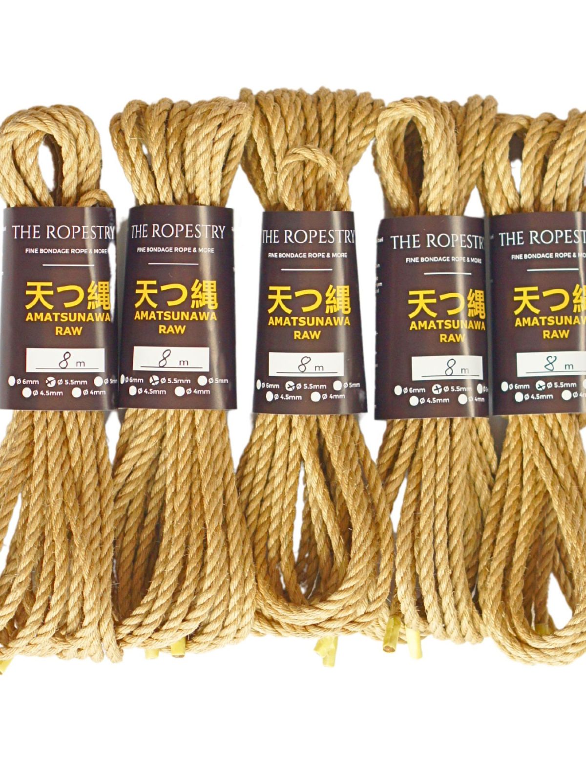 ø 5.5mm RAW AMATSUNAWA 5/5 jute rope for Shibari, Kinbaku bondage, untreated, JBO-free