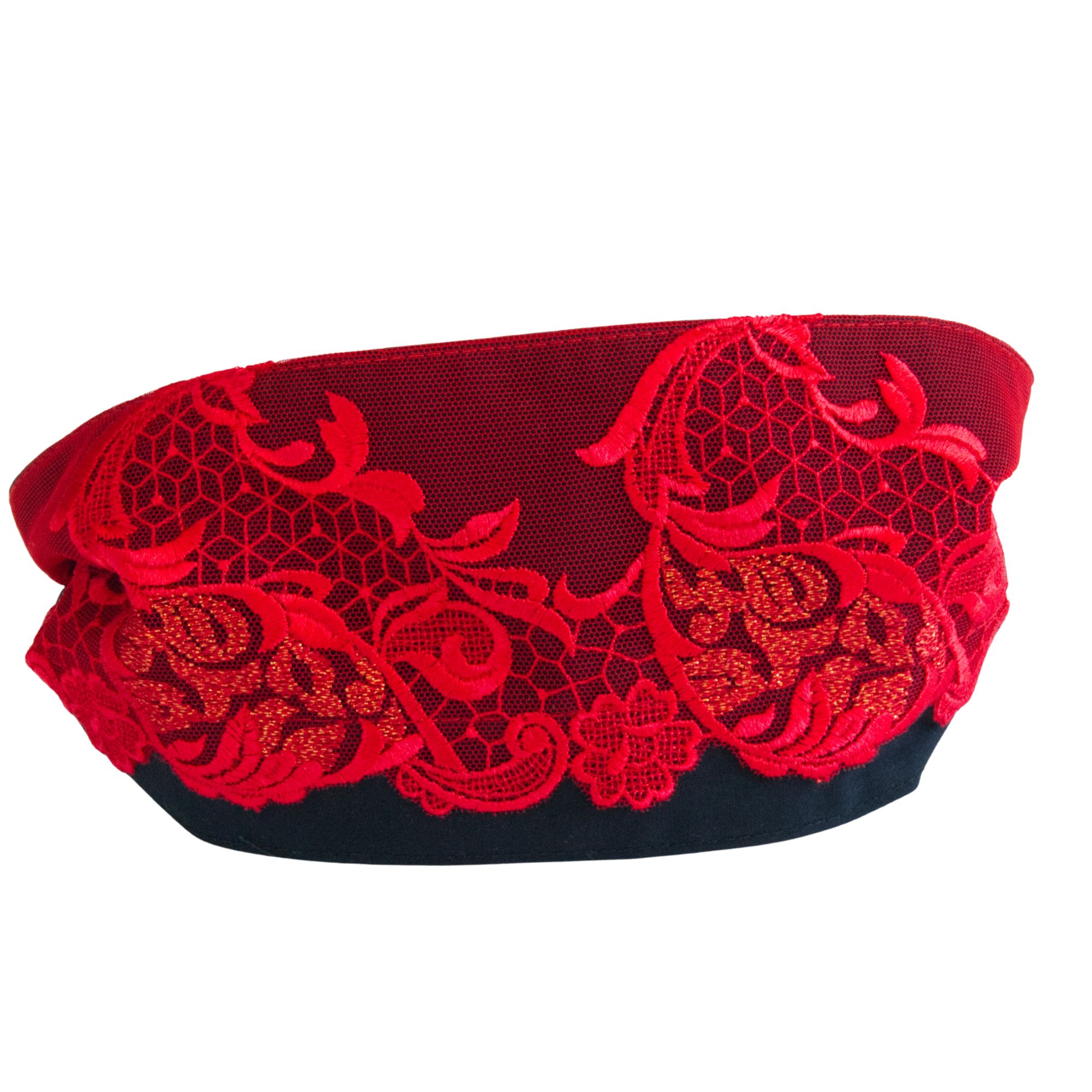 Augenbinde "Florenza" mit leuchtend rot-goldener Spitze – für Shibari & Sensory Play, Meditationsmaske | Exklusiv-Design von TheRopestry