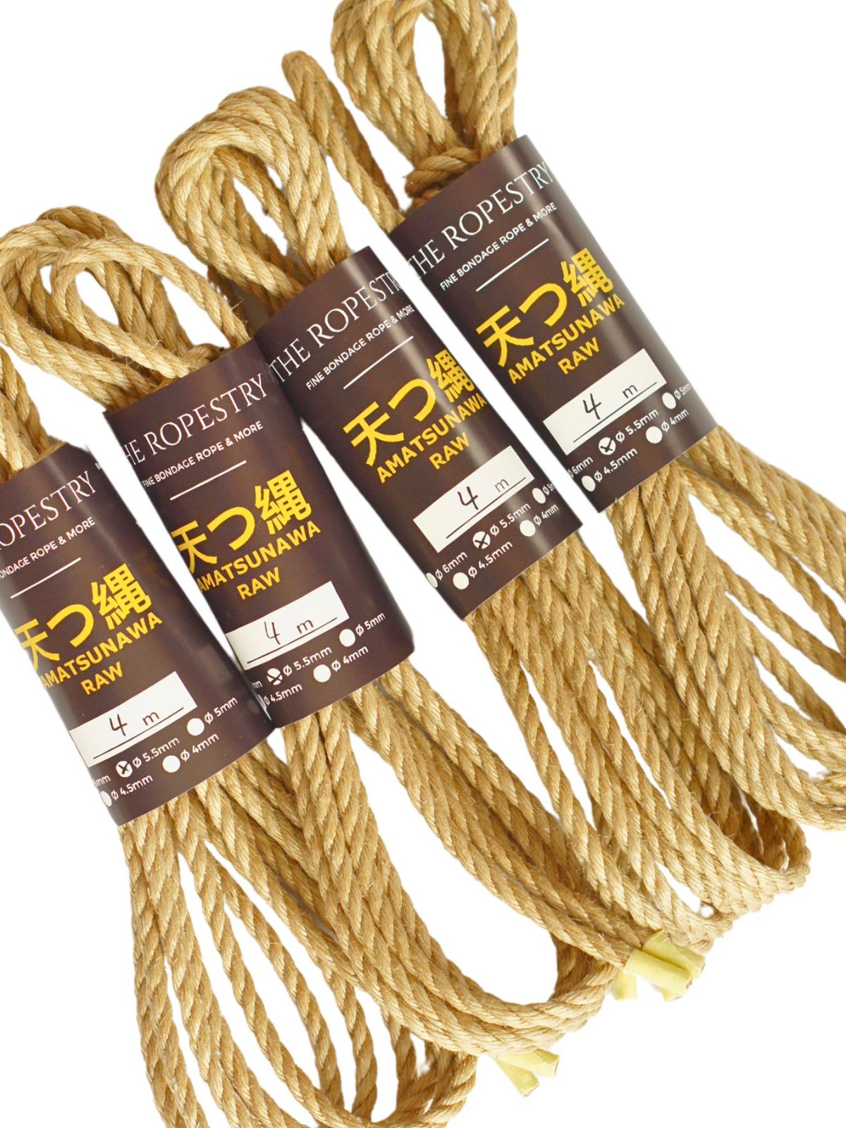 ø 5.5mm RAW AMATSUNAWA 5/5 jute rope for Shibari, Kinbaku bondage, untreated, JBO-free