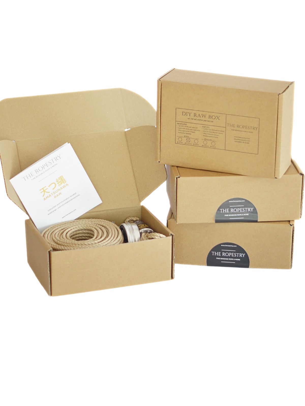 AMATSUNAWA RAW DIY RAW BOX - 50 m raw rope, 2x 4.3 m thin ropes, rope butter, storage box, instruction booklet and FREE microfibre cloth