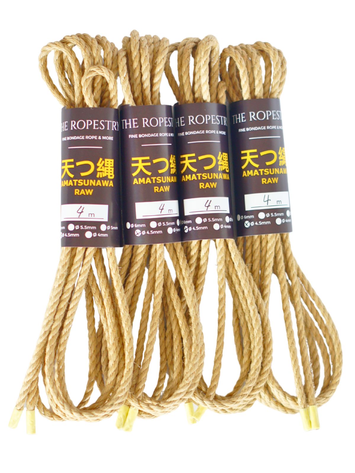 ø 4.5mm RAW AMATSUNAWA 4/5 jute rope for Shibari, Kinbaku bondage, various lengths and sets