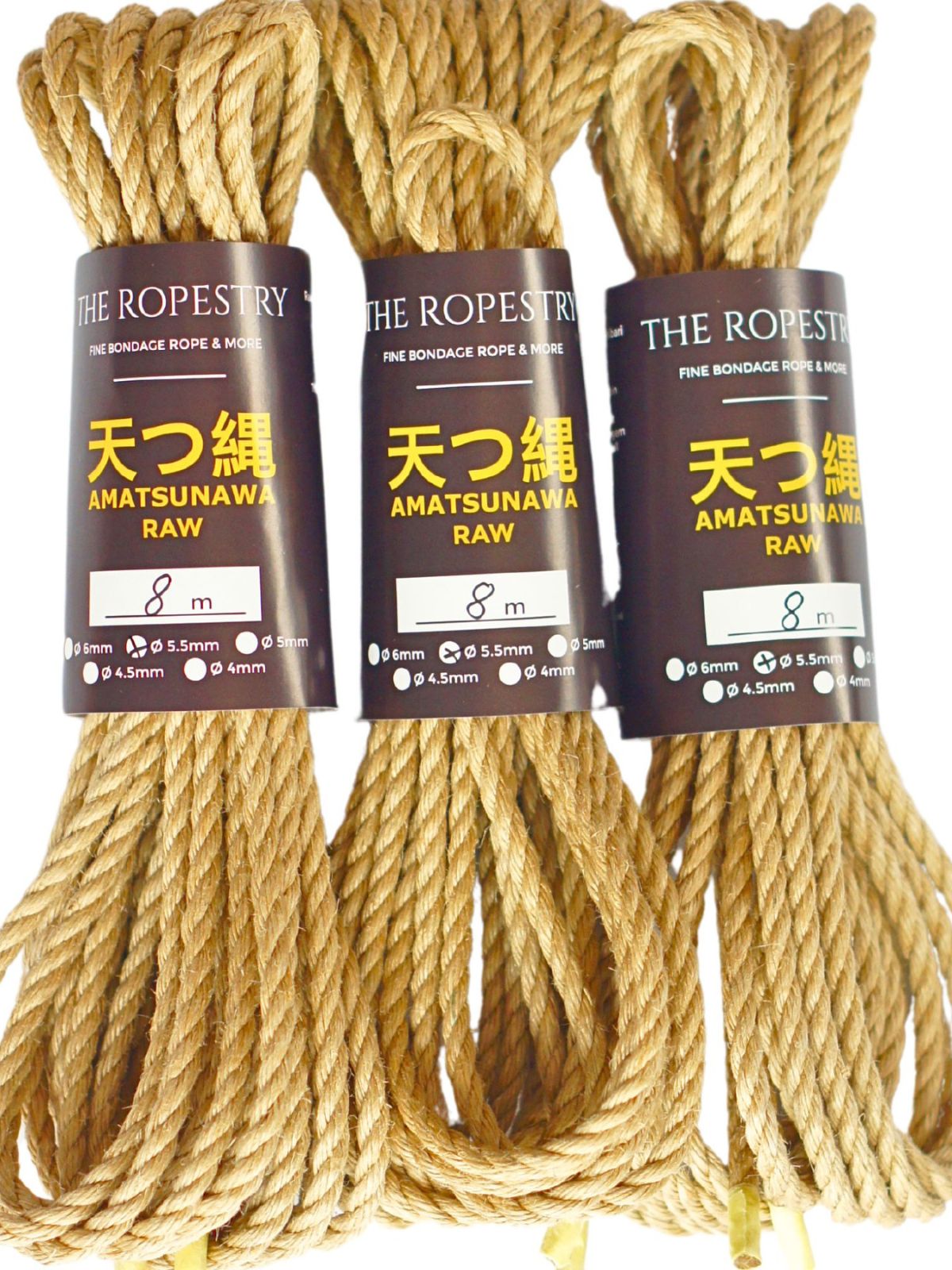 ø 5.5mm RAW AMATSUNAWA 5/5 jute rope for Shibari, Kinbaku bondage, untreated, JBO-free