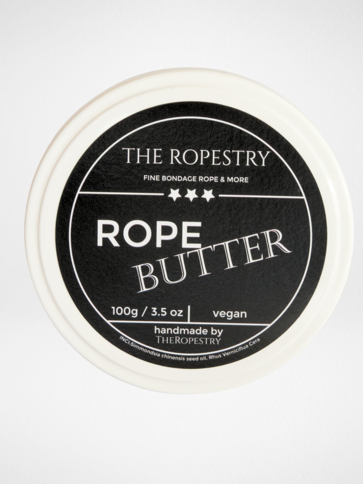 Vegan rope butter for the care and conditioning of natural jute ropes, shiny finish