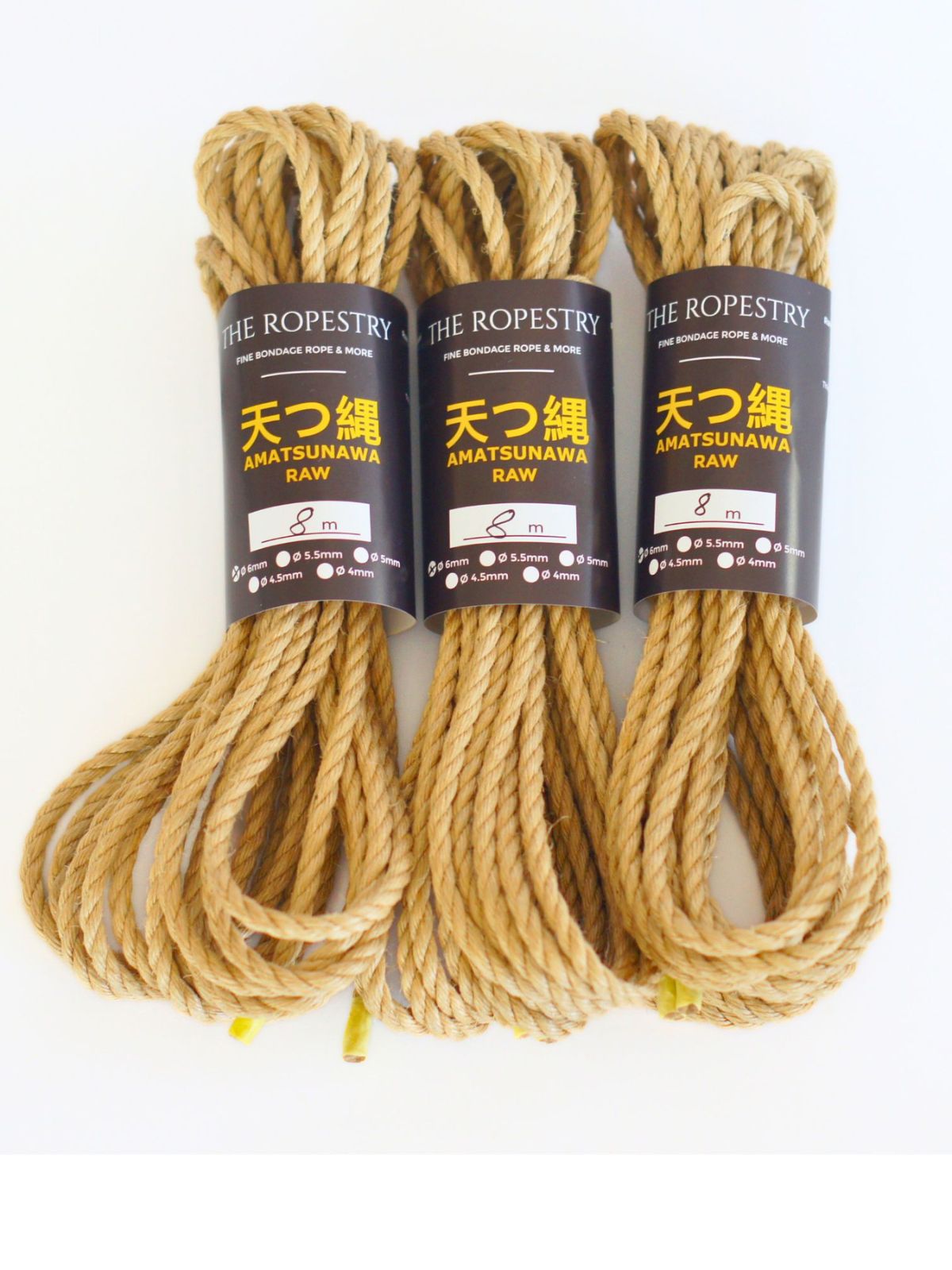 ø 6mm RAW AMATSUNAWA 6/0 jute rope for Shibari, Kinbaku bondage, untreated, chemical free