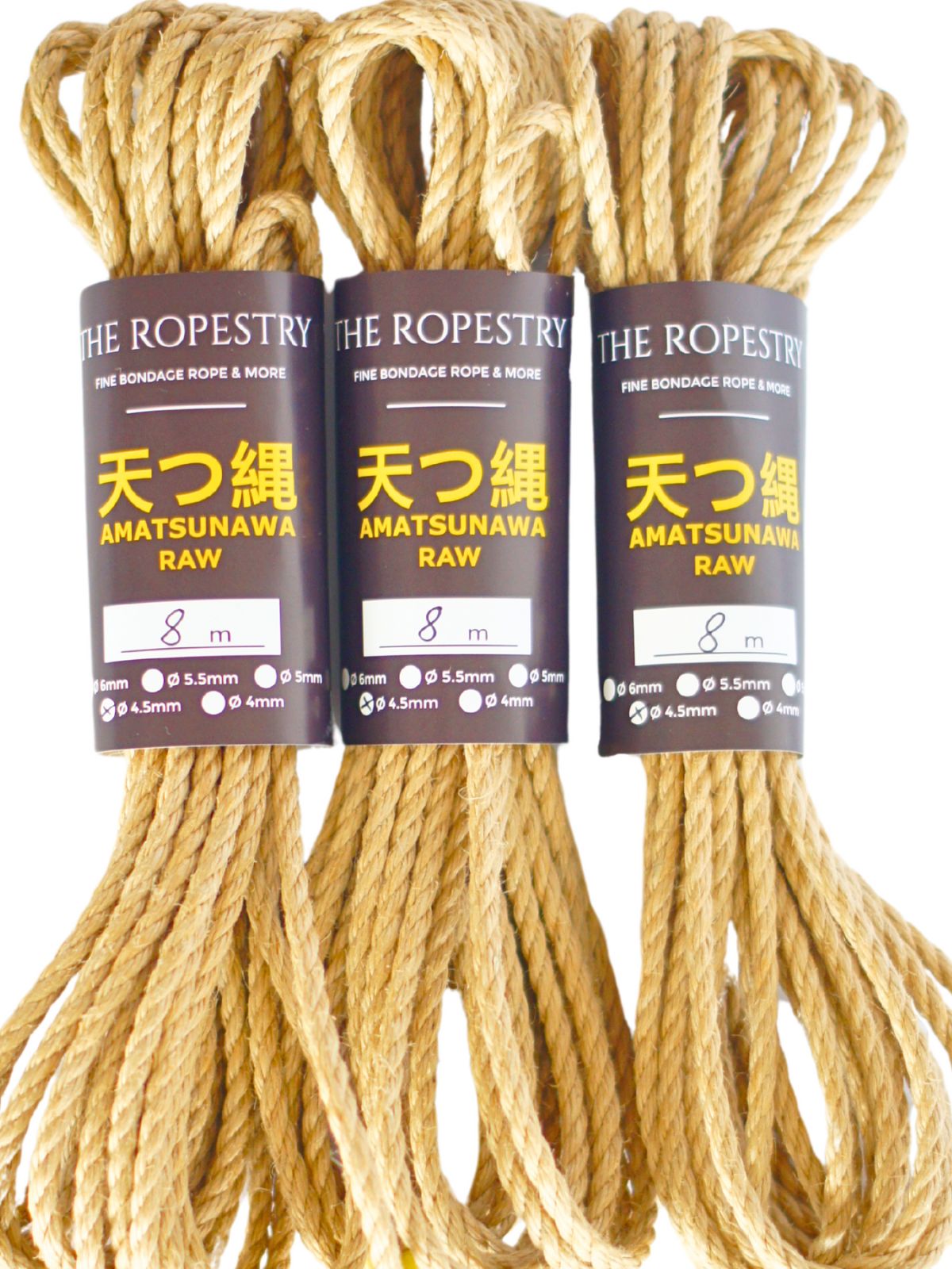 ø 4.5mm RAW AMATSUNAWA 4/5 jute rope for Shibari, Kinbaku bondage, various lengths and sets