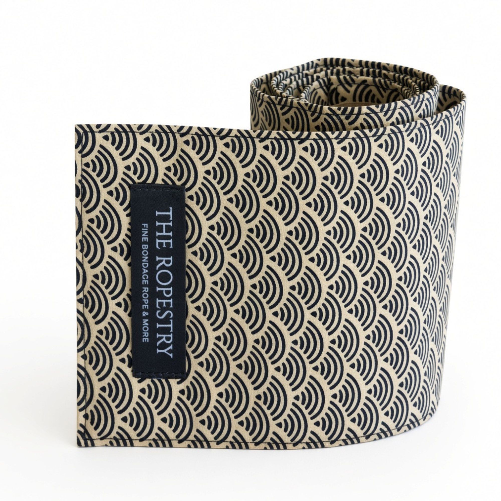 Blindfold "Blue Sand" pure cotton with Japanese seigaiha pattern – 3-Ply Sleep Mask & Bondage Restraint – Multi-use Tie, Shibari Accessoire | TheRopestry