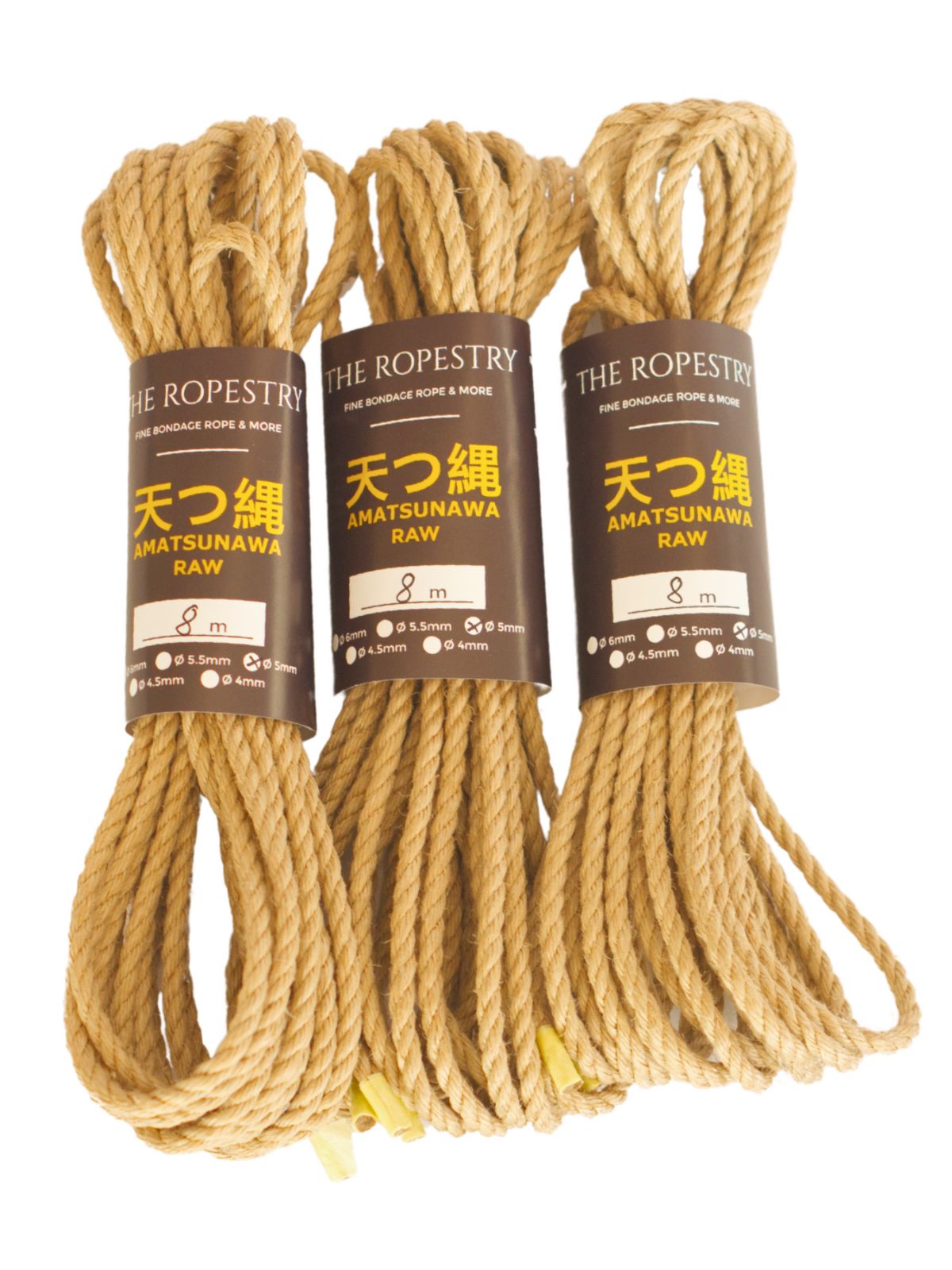 ø 5mm RAW AMATSUNAWA 5/0 jute rope for Shibari, Kinbaku bondage, various lengths and sets