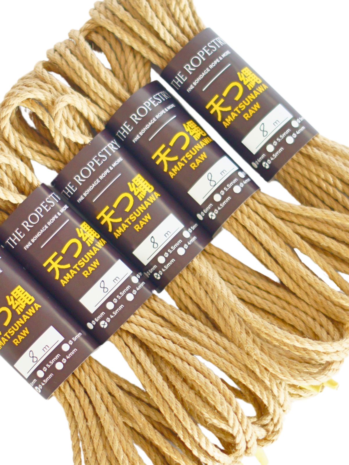 ø 4.5mm RAW AMATSUNAWA 4/5 jute rope for Shibari, Kinbaku bondage, various lengths and sets