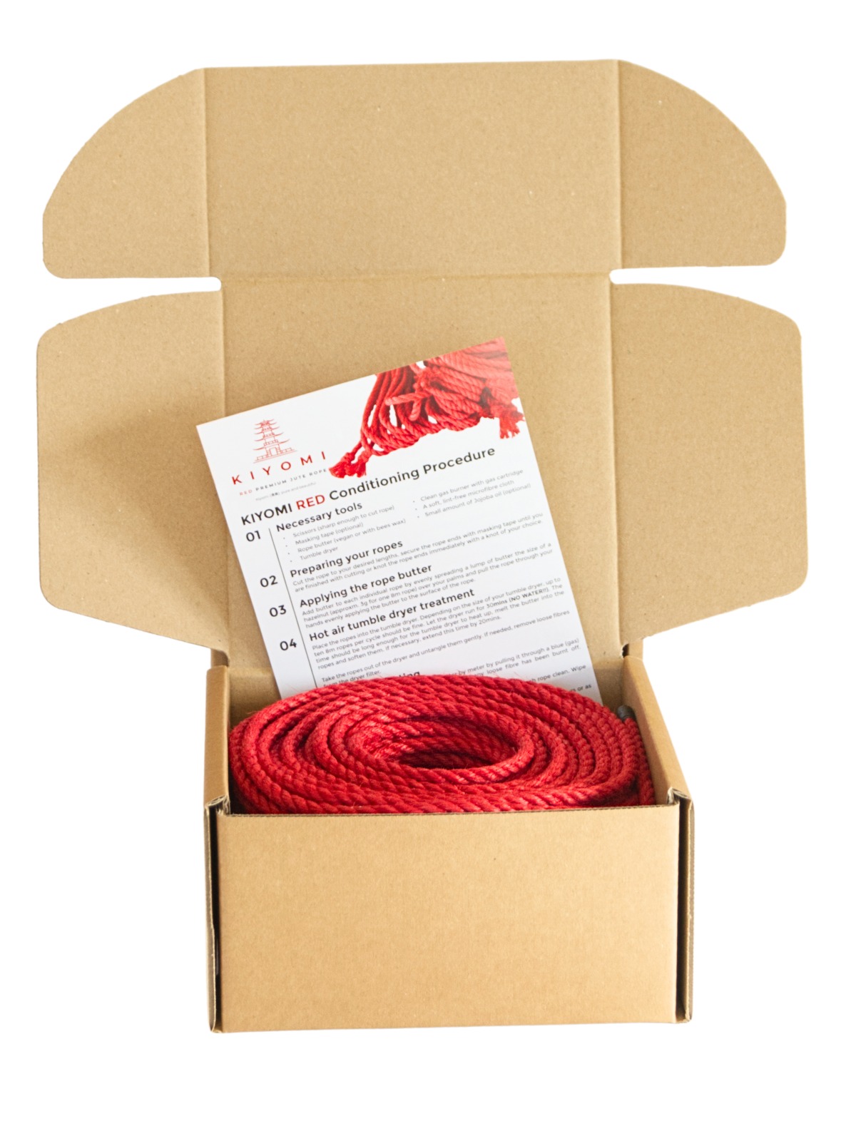 KIYOMI RED SINGLE RAW ROLL - 50m of red raw jute rope for bondage, Shibari and Kinbaku, cut and knot your own ropes