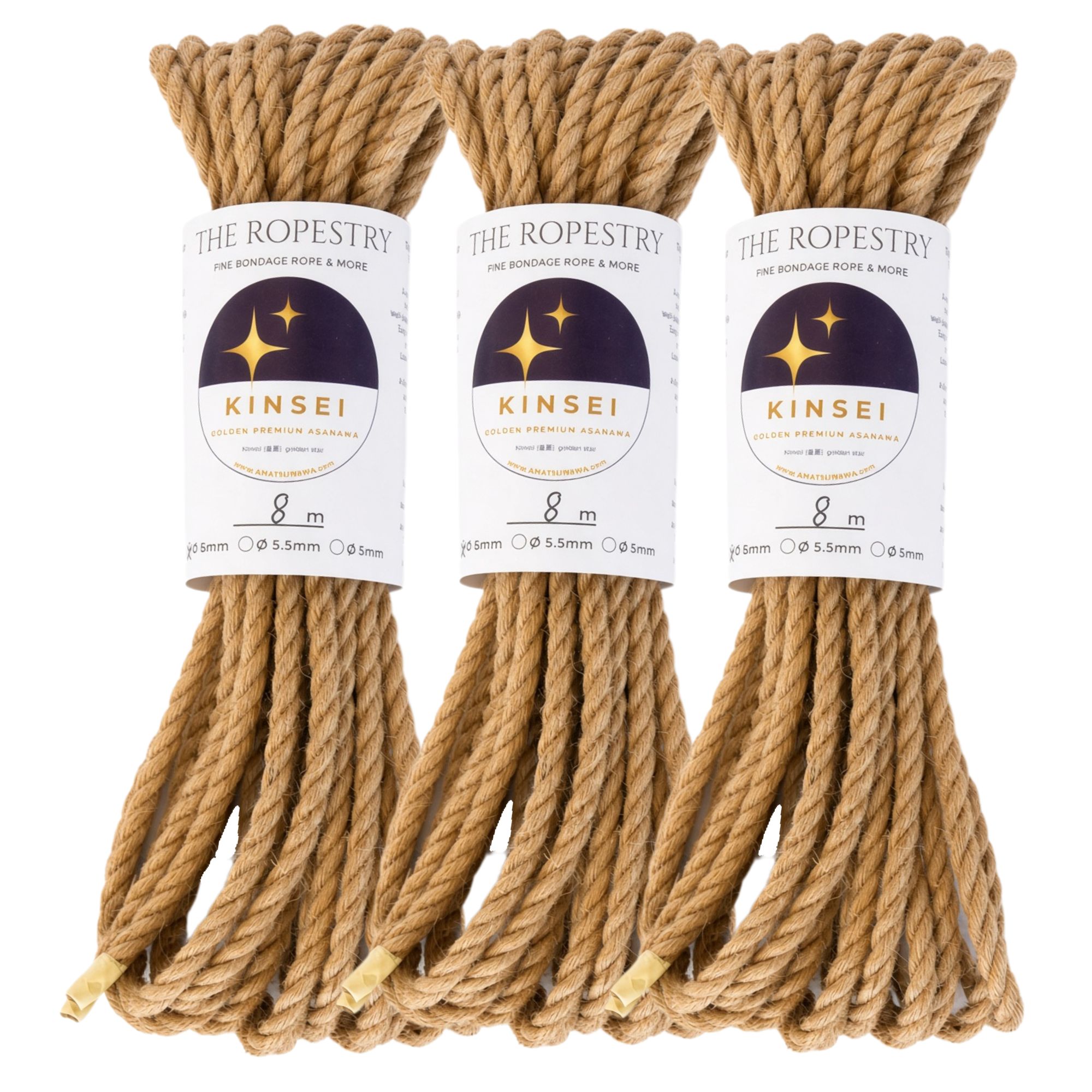 ø 6mm KINSEI golden premium jute rope, Z-twist medium-lay jute rope for Shibari & Kinbaku applications, untreated, JBO-free | TheRopestry