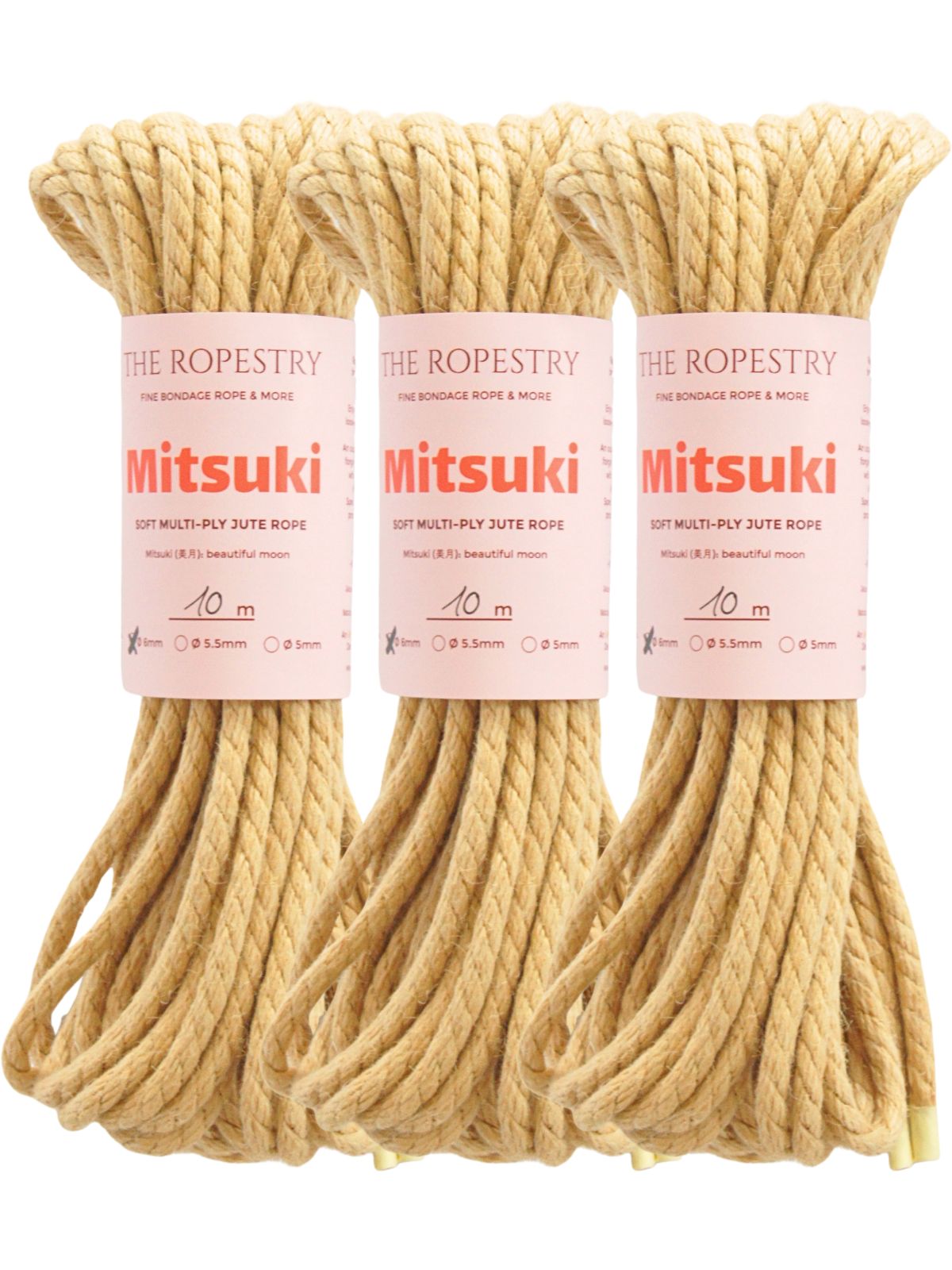 ø 6mm Mitsuki jute rope for Shibari, Kinbaku bondage, untreated, chemical free, soft, loose-lay ø 6mm Mitsuki jute rope for Shibari, Kinbaku bondage, untreated, chemical free, soft, loose-lay