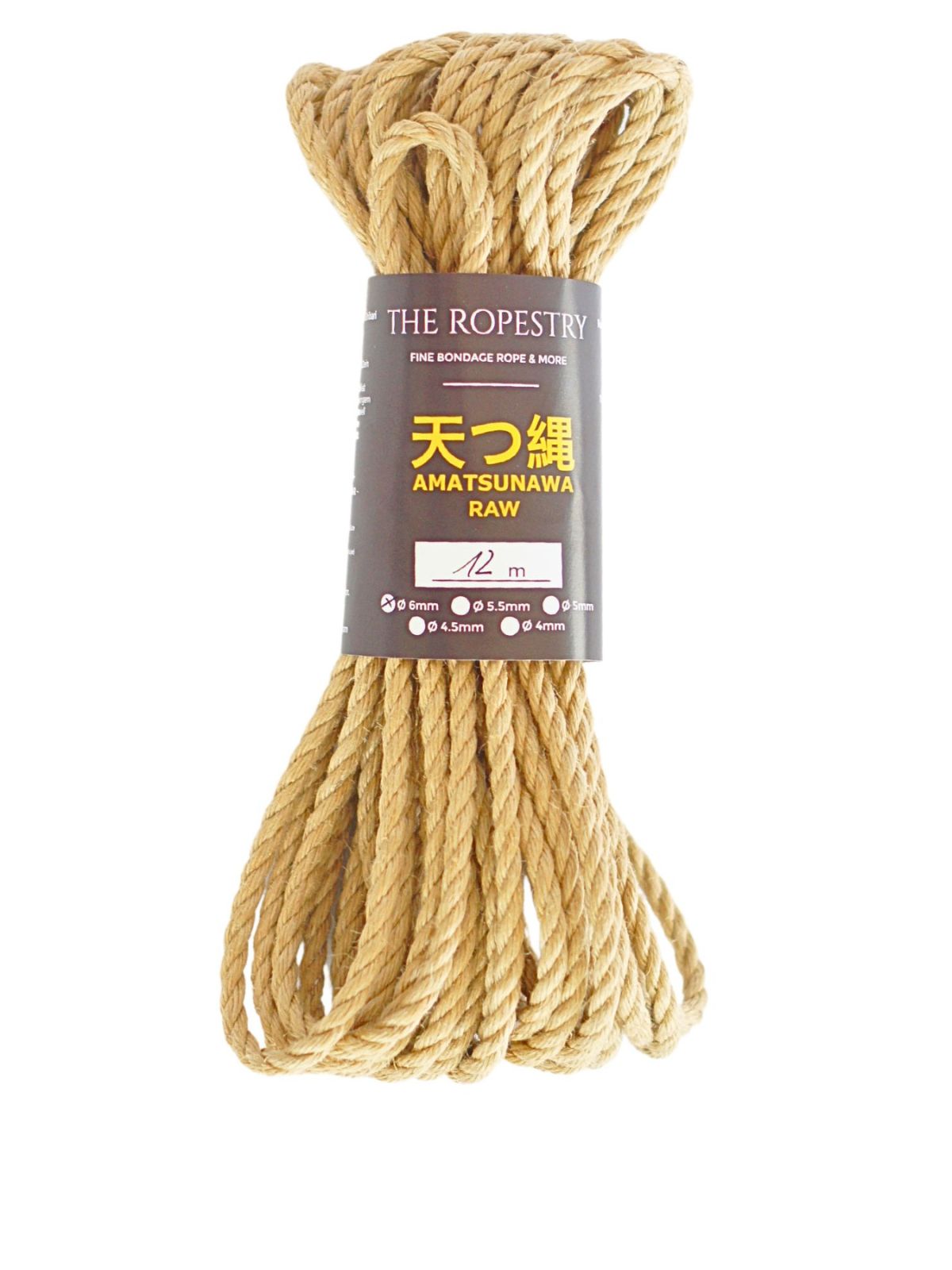 ø 6mm RAW AMATSUNAWA 6/0 jute rope for Shibari, Kinbaku bondage, untreated, chemical free