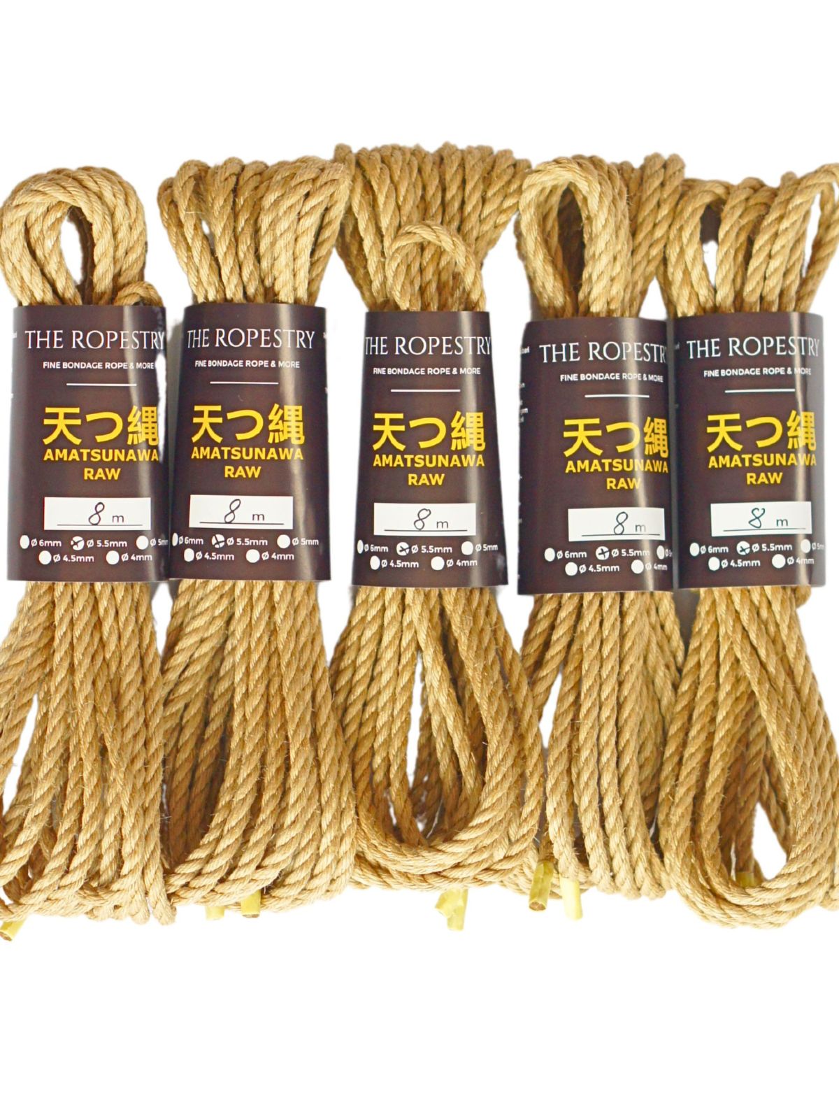 ø 5.5mm RAW AMATSUNAWA 5/5 jute rope for Shibari, Kinbaku bondage, untreated, JBO-free