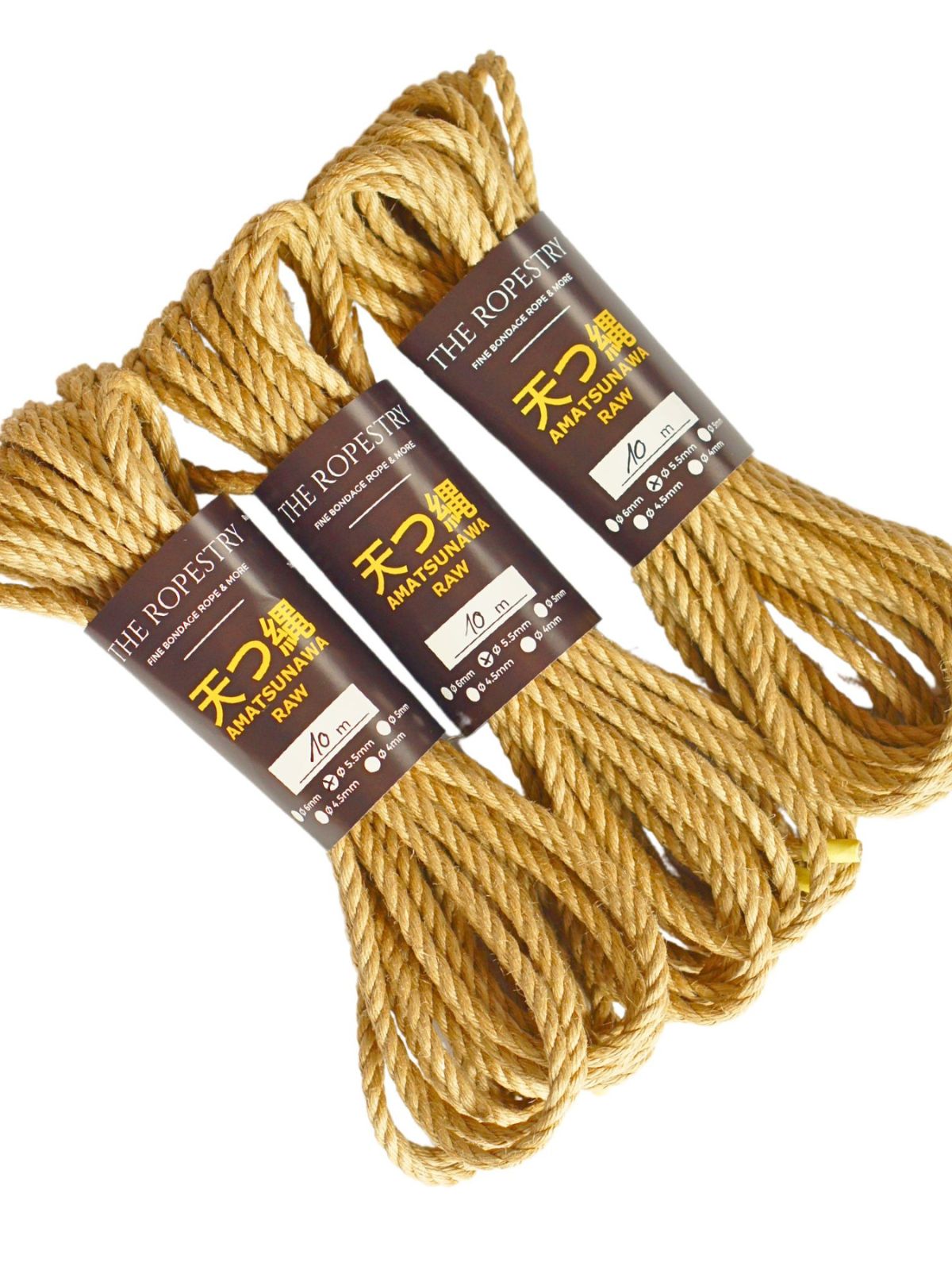 ø 5.5mm RAW AMATSUNAWA 5/5 jute rope for Shibari, Kinbaku bondage, untreated, JBO-free