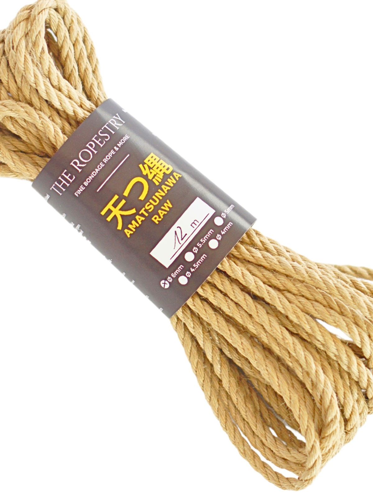 ø 6mm RAW AMATSUNAWA 6/0 jute rope for Shibari, Kinbaku bondage, untreated, chemical free
