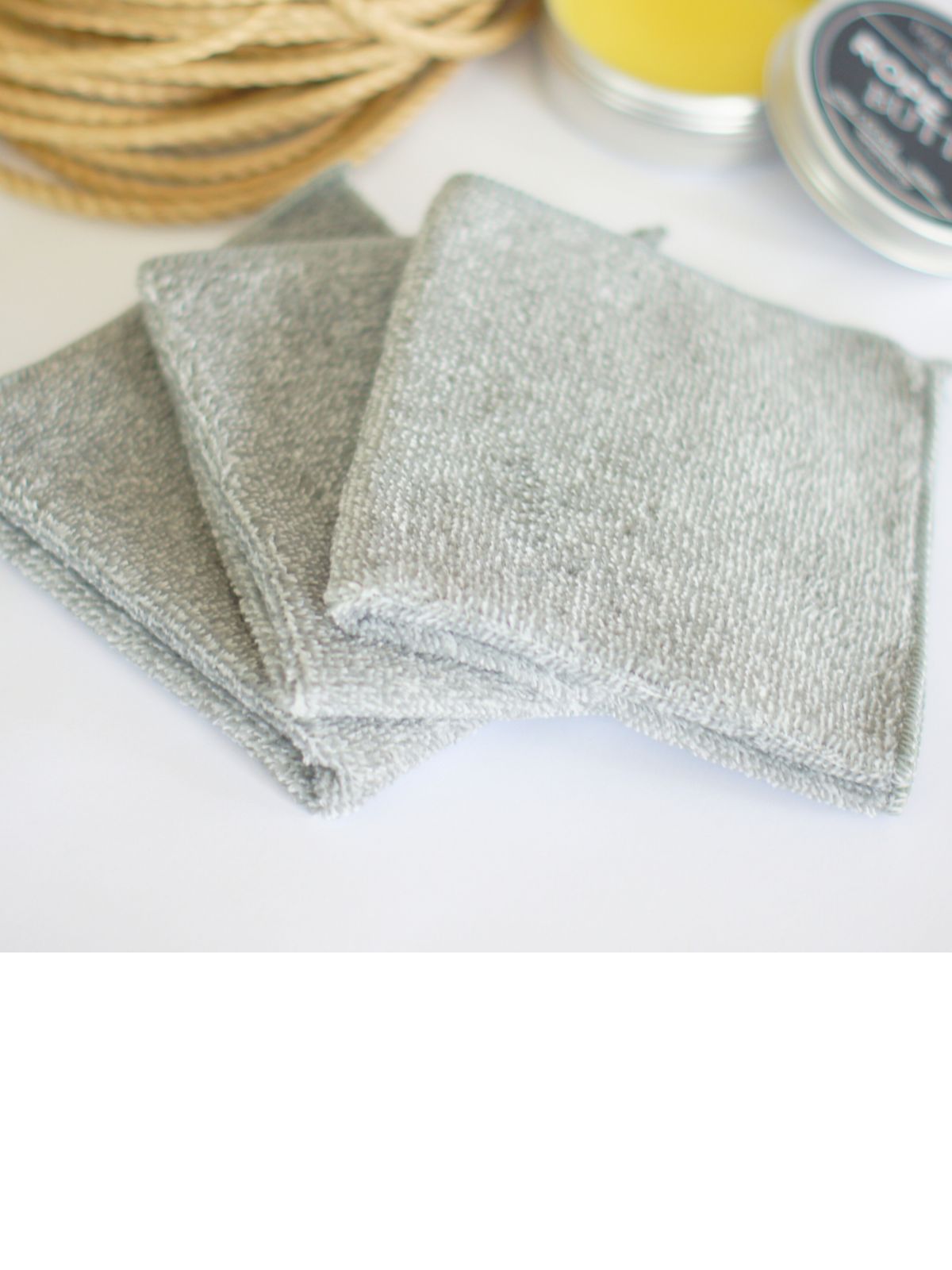 Microfiber cloth for the care and maintenance of jute ropes, grey, 28x28cm, lint-free