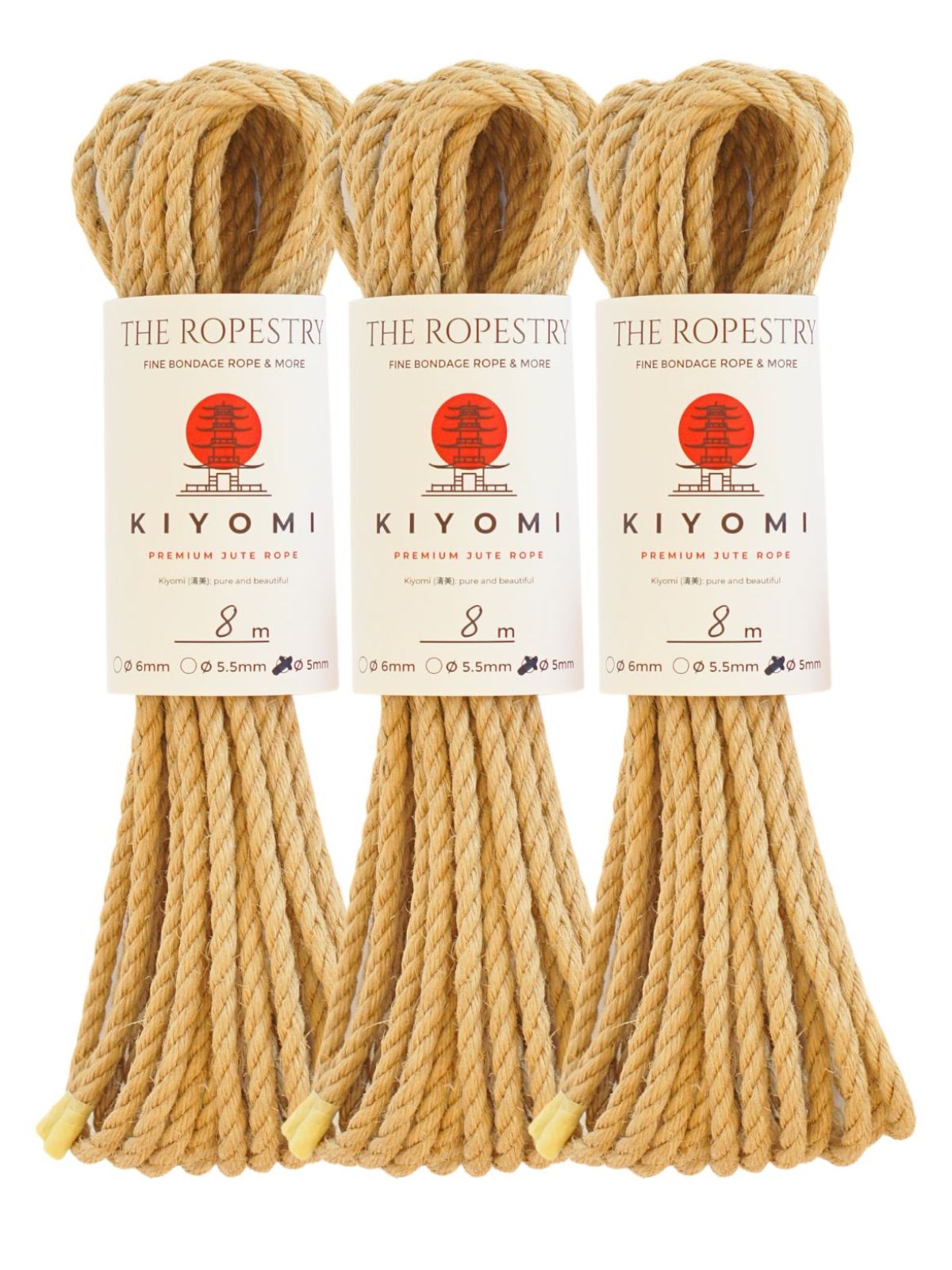 Shibari Set "Fine Line Mastery" | 3x 8m KIYOMI 5/0 Ropes + 2x 8m Mitsuki 5/0 Ropes + 2x 8m AMATSUNAWA RAW 4/5 Ropes, Traditional Rope Butter, Rope Oil and Storage Bag