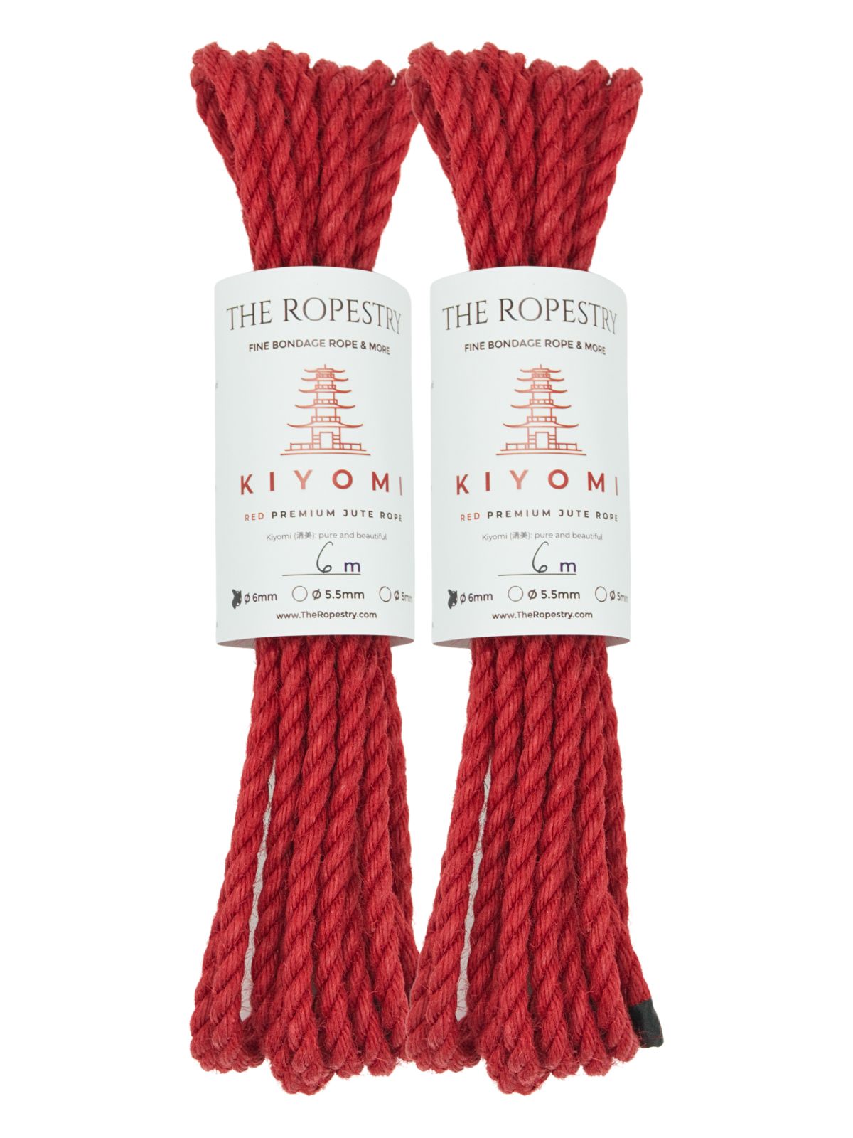 ø 6mm KIYOMI RED strong single-ply Z-twist medium-lay jute rope for Shibari & Kinbaku applications, untreated, JBO-free ø 6mm KIYOMI RED strong single-ply Z-twist medium-lay jute rope for Shibari & Kinbaku applications, untreated, JBO-free