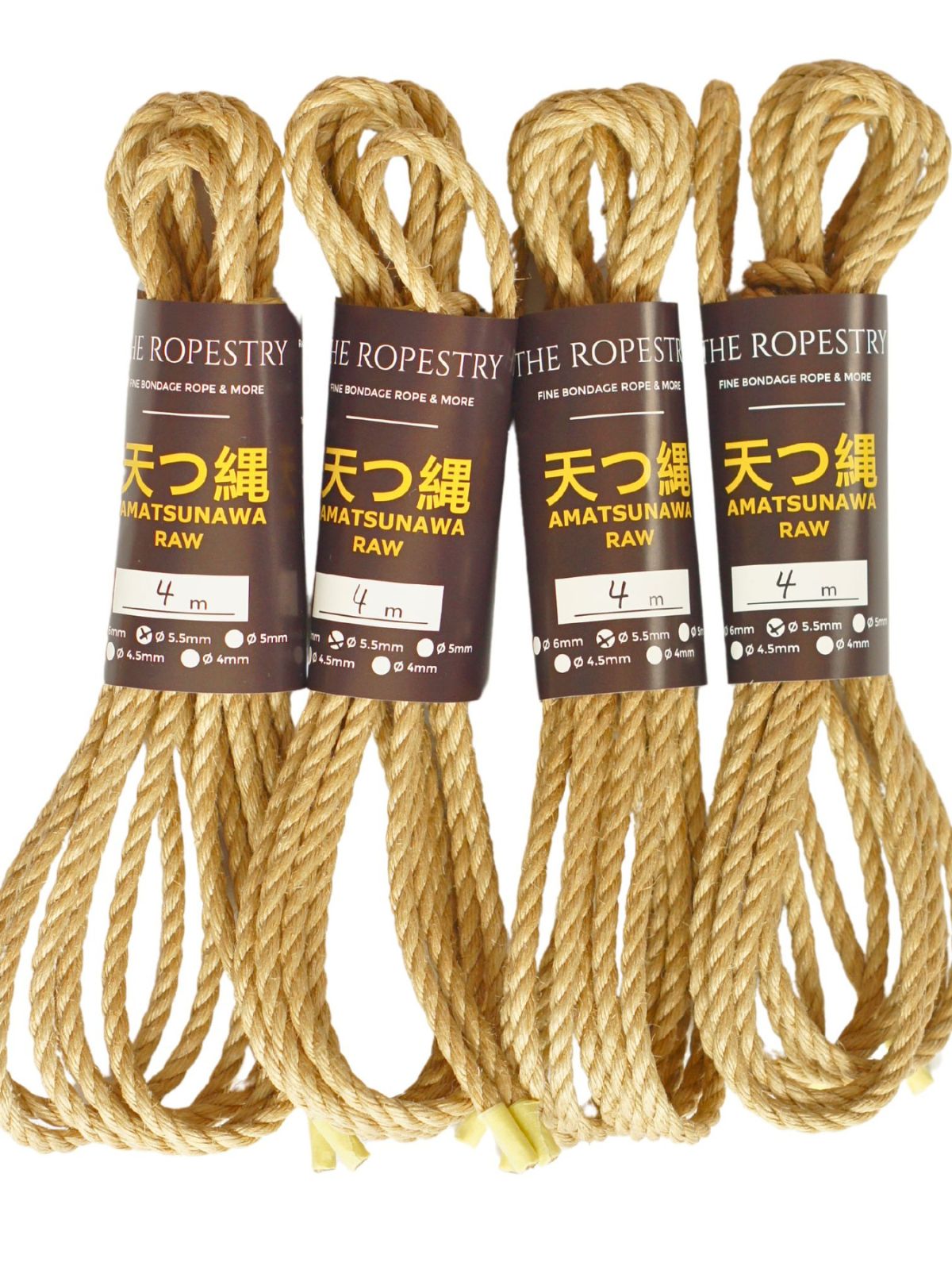 ø 5.5mm RAW AMATSUNAWA 5/5 jute rope for Shibari, Kinbaku bondage, untreated, JBO-free