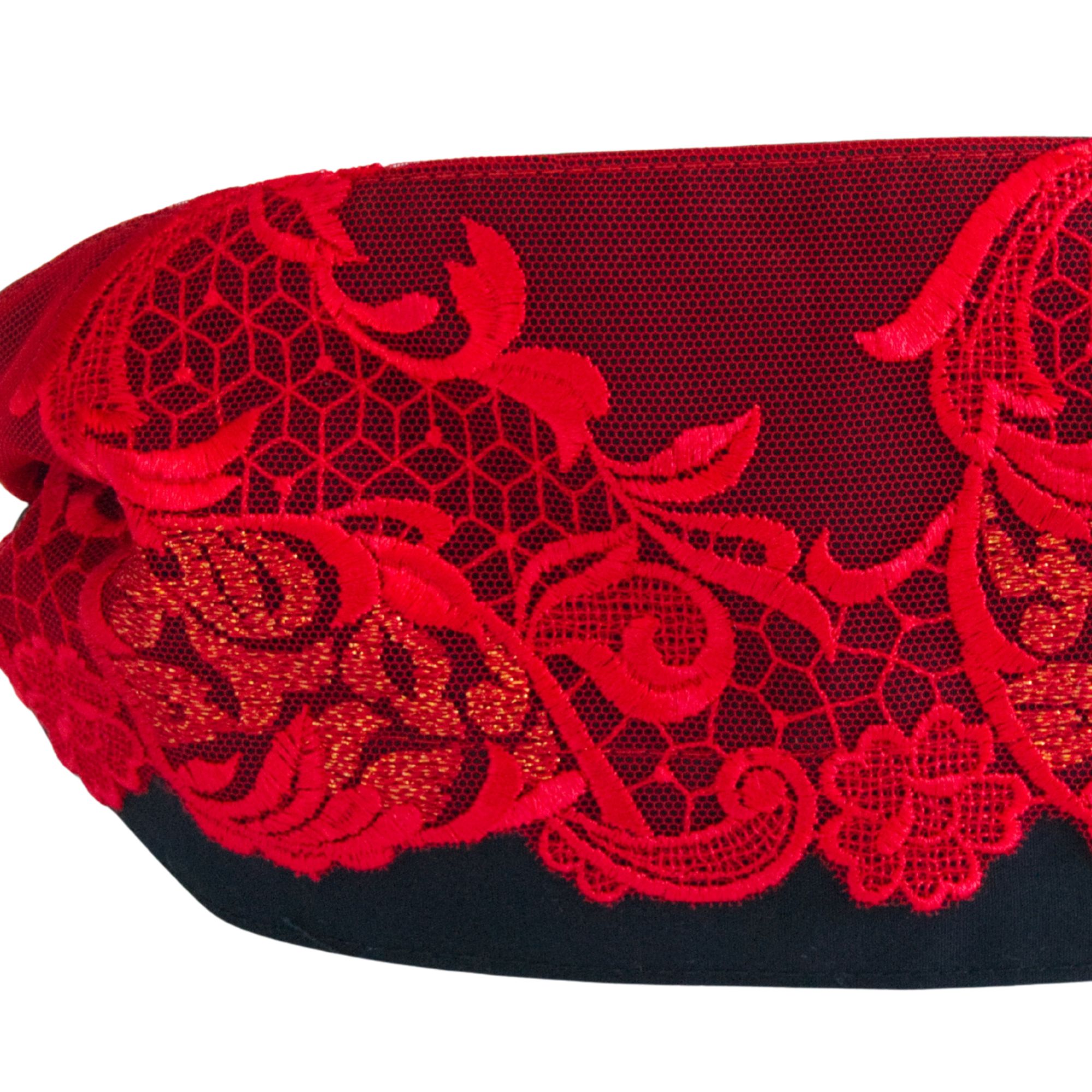 Augenbinde "Florenza" mit leuchtend rot-goldener Spitze – für Shibari & Sensory Play, Meditationsmaske | Exklusiv-Design von TheRopestry