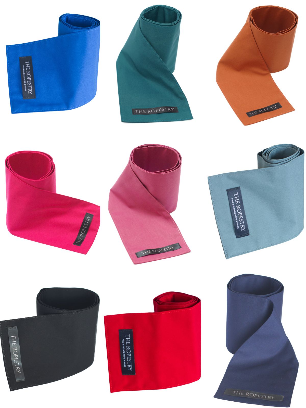 Cotton Poplin Blindfold – Unisex Shibari Accessory 43" (110 cm), Solid Color