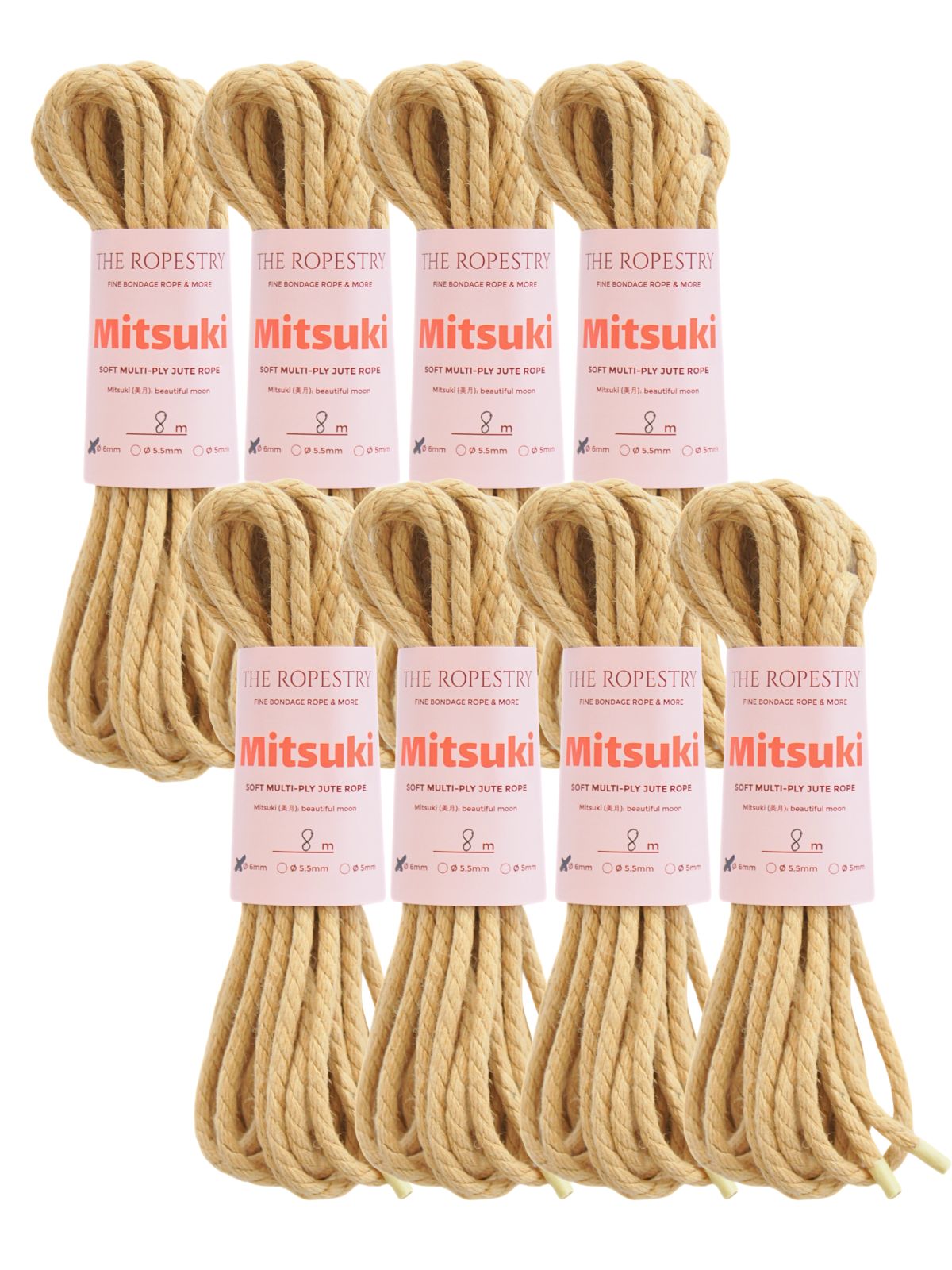 ø 6mm Mitsuki jute rope for Shibari, Kinbaku bondage, untreated, chemical free, soft, loose-lay