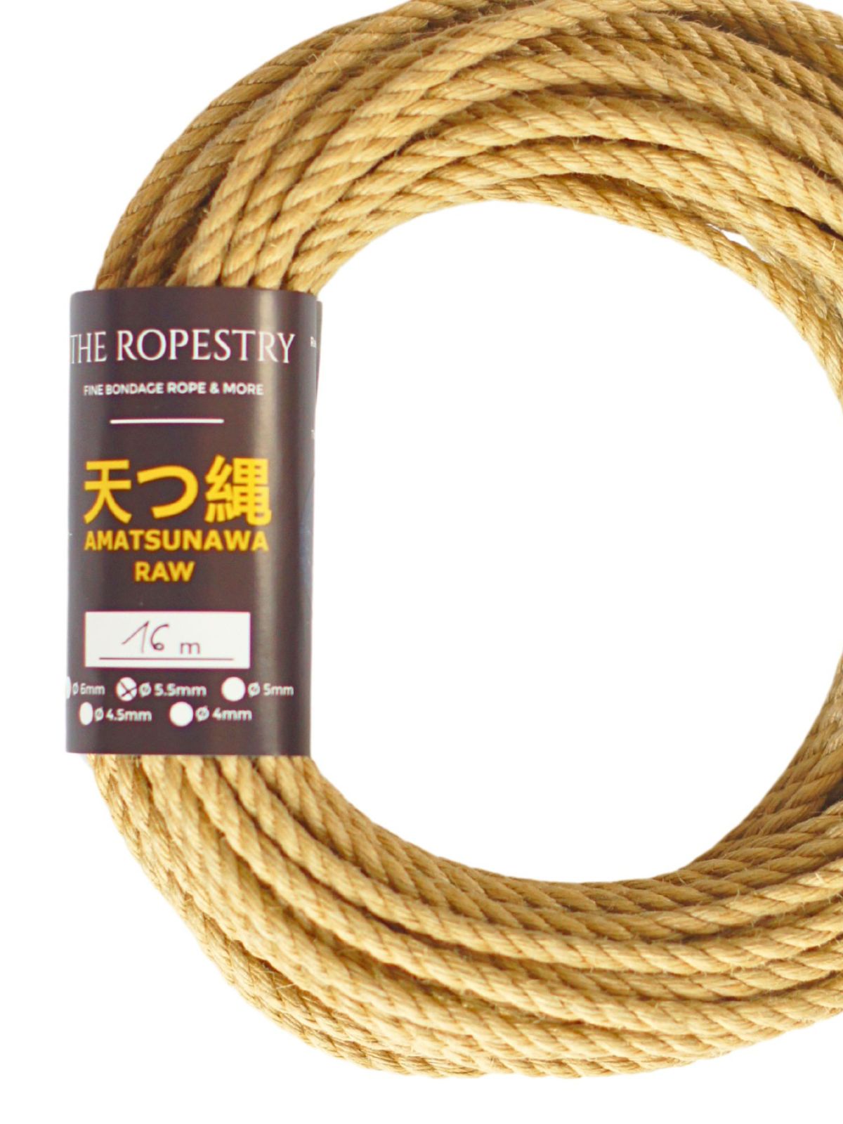 ø 5.5mm RAW AMATSUNAWA 5/5 jute rope for Shibari, Kinbaku bondage, untreated, JBO-free