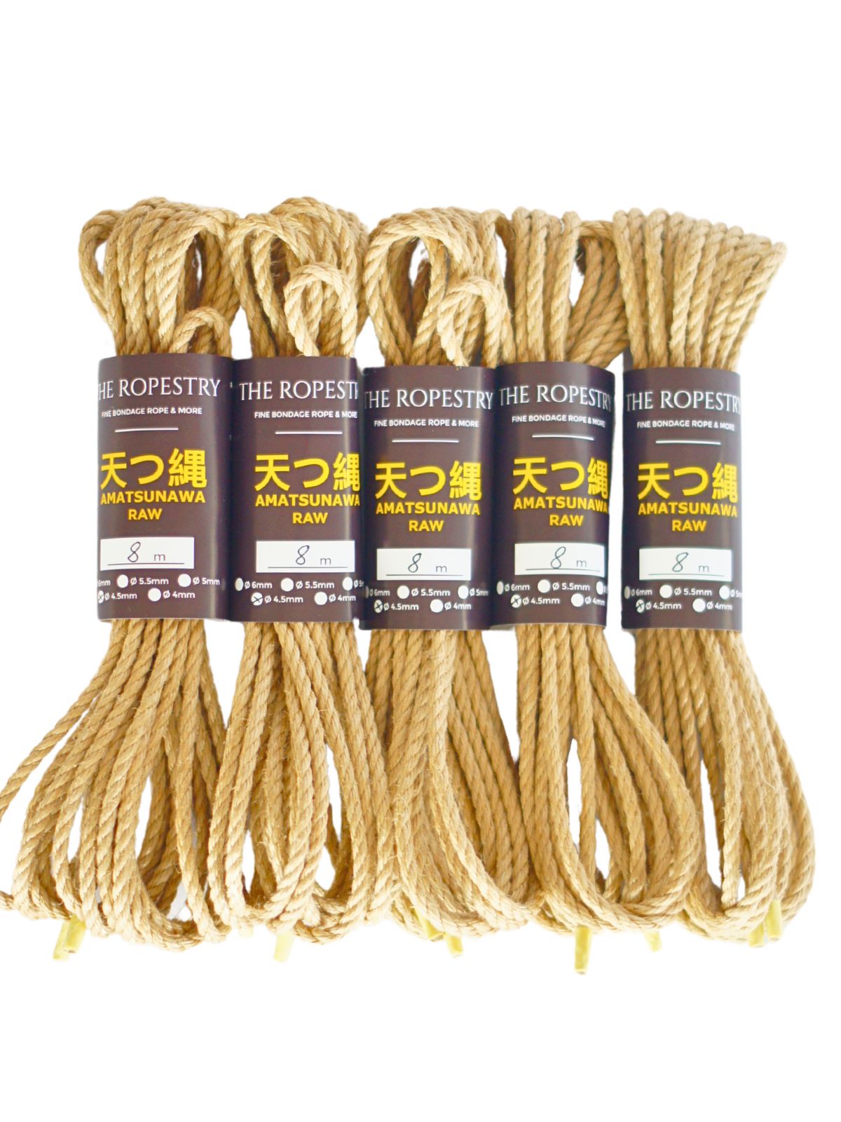 ø 4.5mm RAW AMATSUNAWA 4/5 jute rope for Shibari, Kinbaku bondage, various lengths and sets