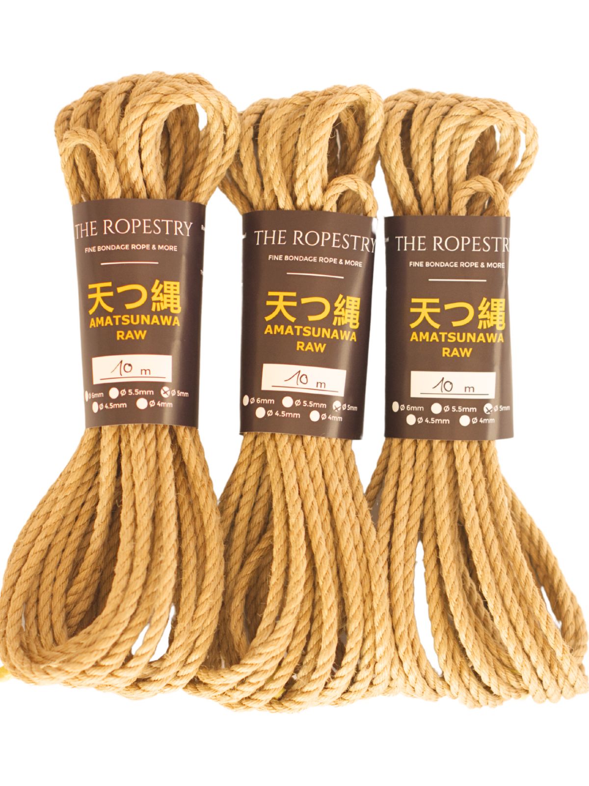 ø 5mm RAW AMATSUNAWA 5/0 jute rope for Shibari, Kinbaku bondage, various lengths and sets
