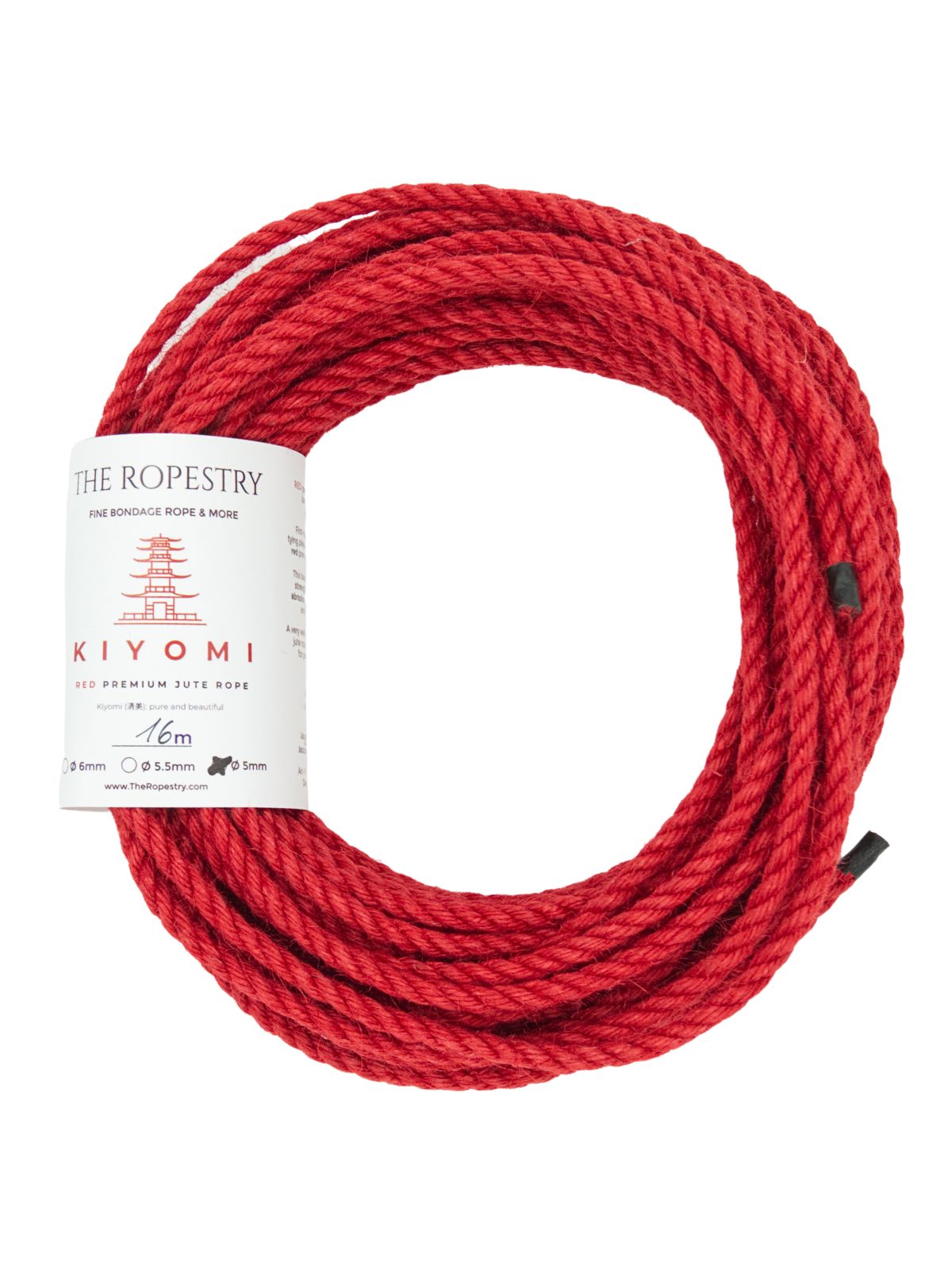 ø 5mm KIYOMI RED strong single-ply Z-twist medium-lay jute rope for Shibari & Kinbaku applications, untreated, JBO-free  ø 5mm KIYOMI RED strong single-ply Z-twist medium-lay jute rope for Shibari & Kinbaku applications, untreated, JBO-free