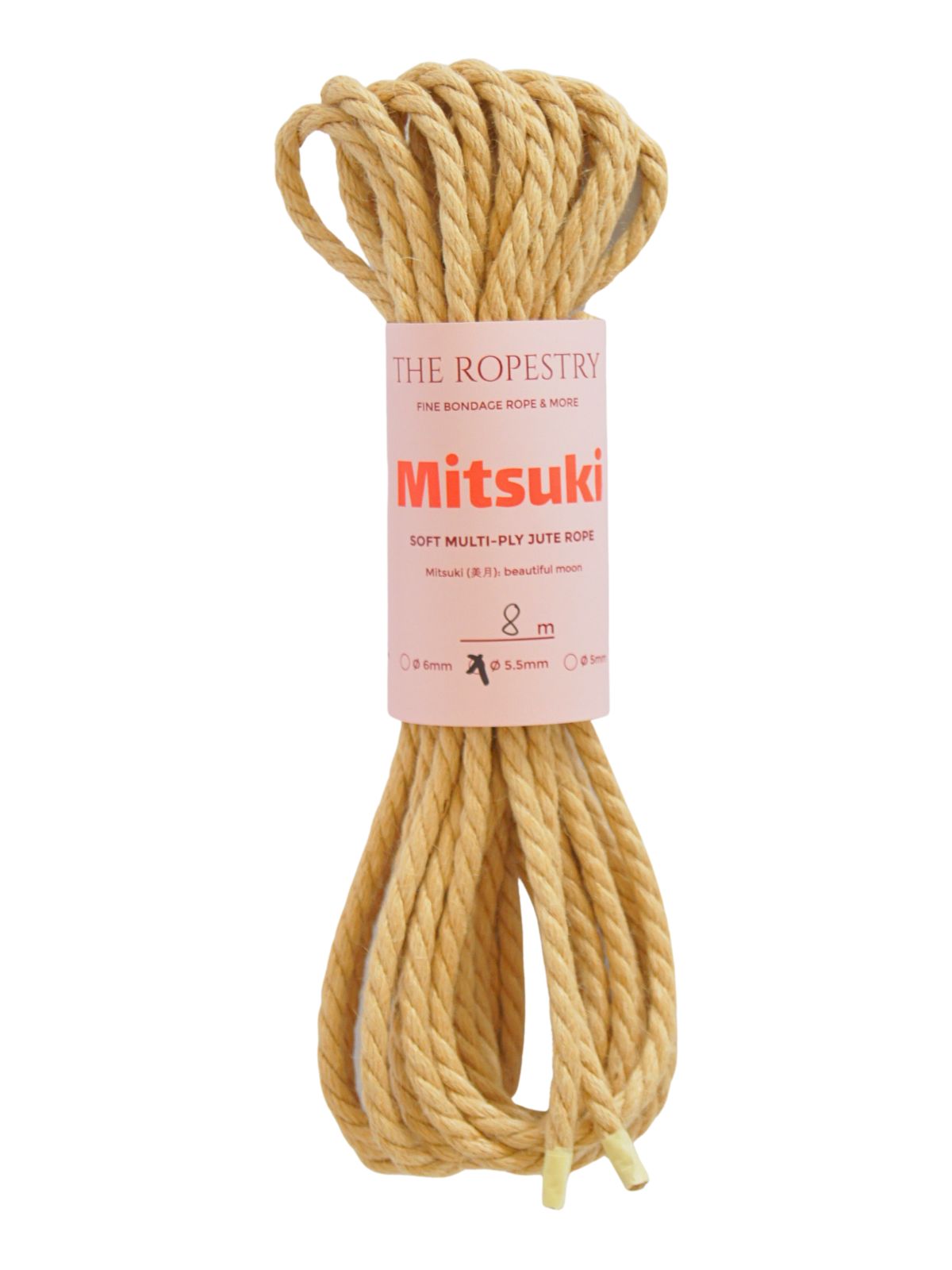 ø 5.5mm Mitsuki jute rope for Shibari, Kinbaku bondage, untreated, chemical free, soft, loose-lay