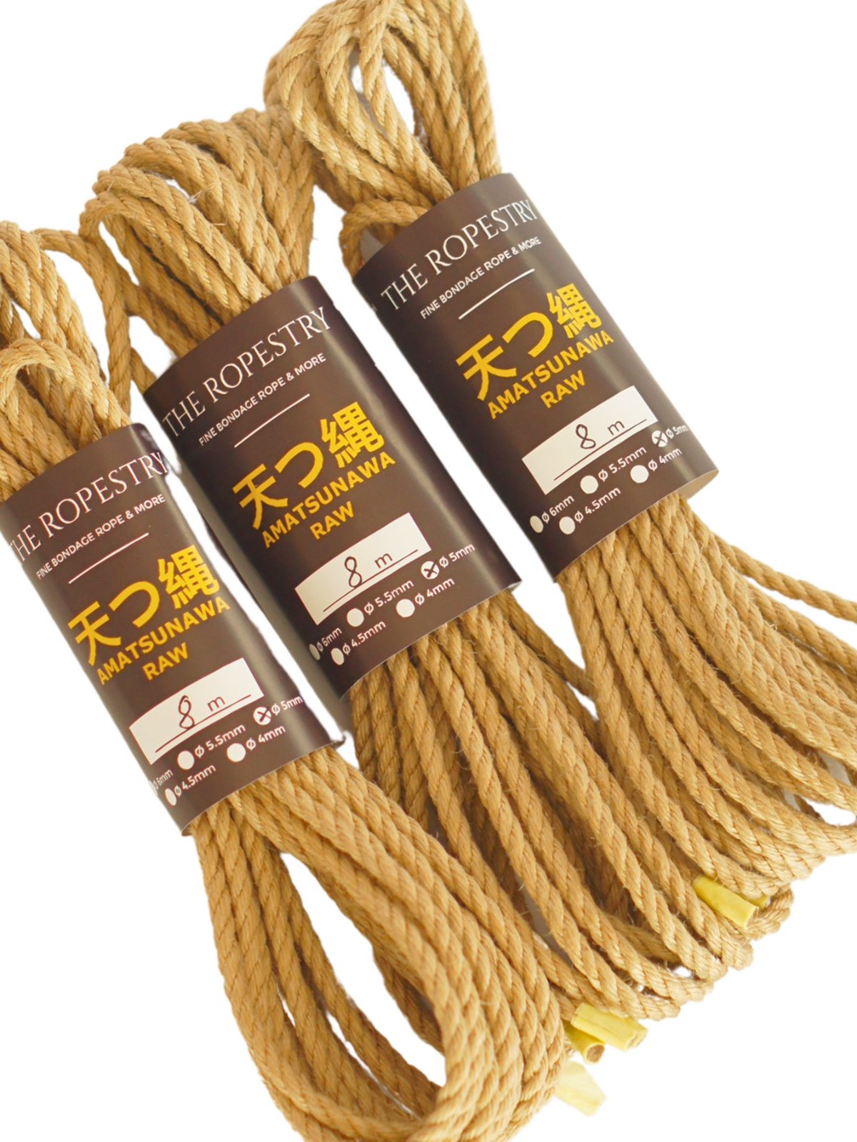 ø 5mm RAW AMATSUNAWA 5/0 jute rope for Shibari, Kinbaku bondage, various lengths and sets