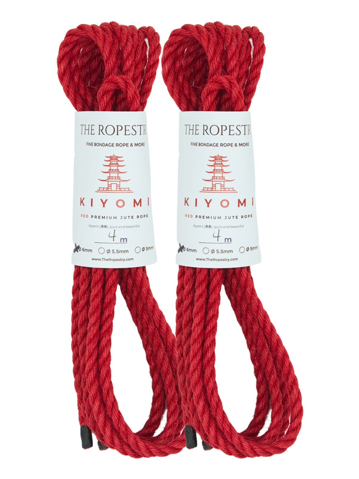 ø 6mm KIYOMI RED strong single-ply Z-twist medium-lay jute rope for Shibari & Kinbaku applications, untreated, JBO-free