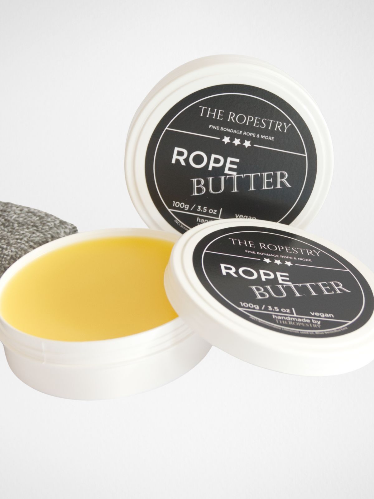 Vegan rope butter for the care and conditioning of natural jute ropes, shiny finish