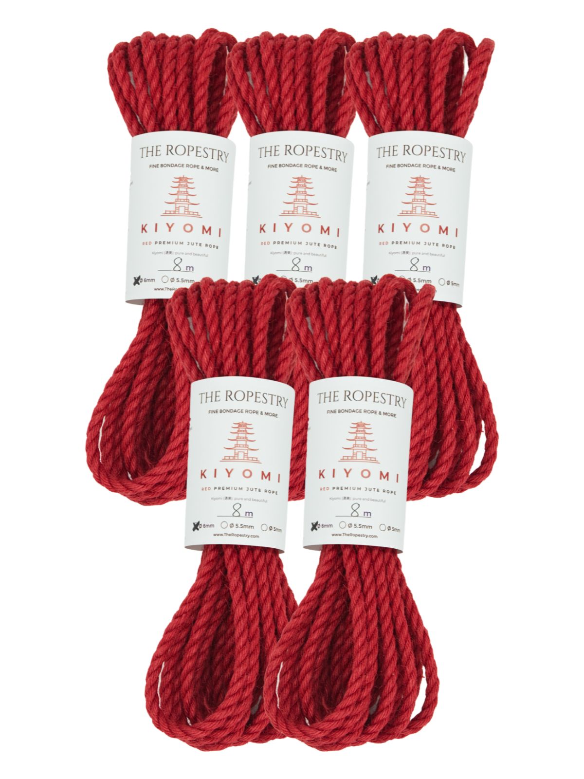 ø 6mm KIYOMI RED strong single-ply Z-twist medium-lay jute rope for Shibari & Kinbaku applications, untreated, JBO-free ø 6mm KIYOMI RED strong single-ply Z-twist medium-lay jute rope for Shibari & Kinbaku applications, untreated, JBO-free