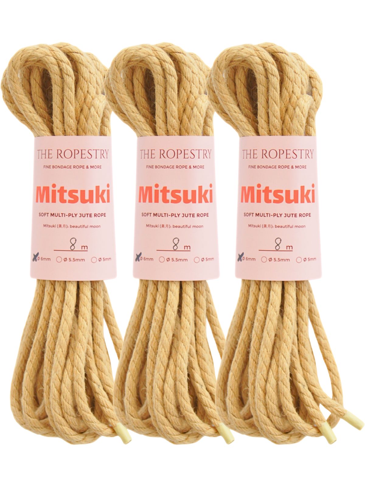 ø 6mm Mitsuki jute rope for Shibari, Kinbaku bondage, untreated, chemical free, soft, loose-lay ø 6mm Mitsuki jute rope for Shibari, Kinbaku bondage, untreated, chemical free, soft, loose-lay