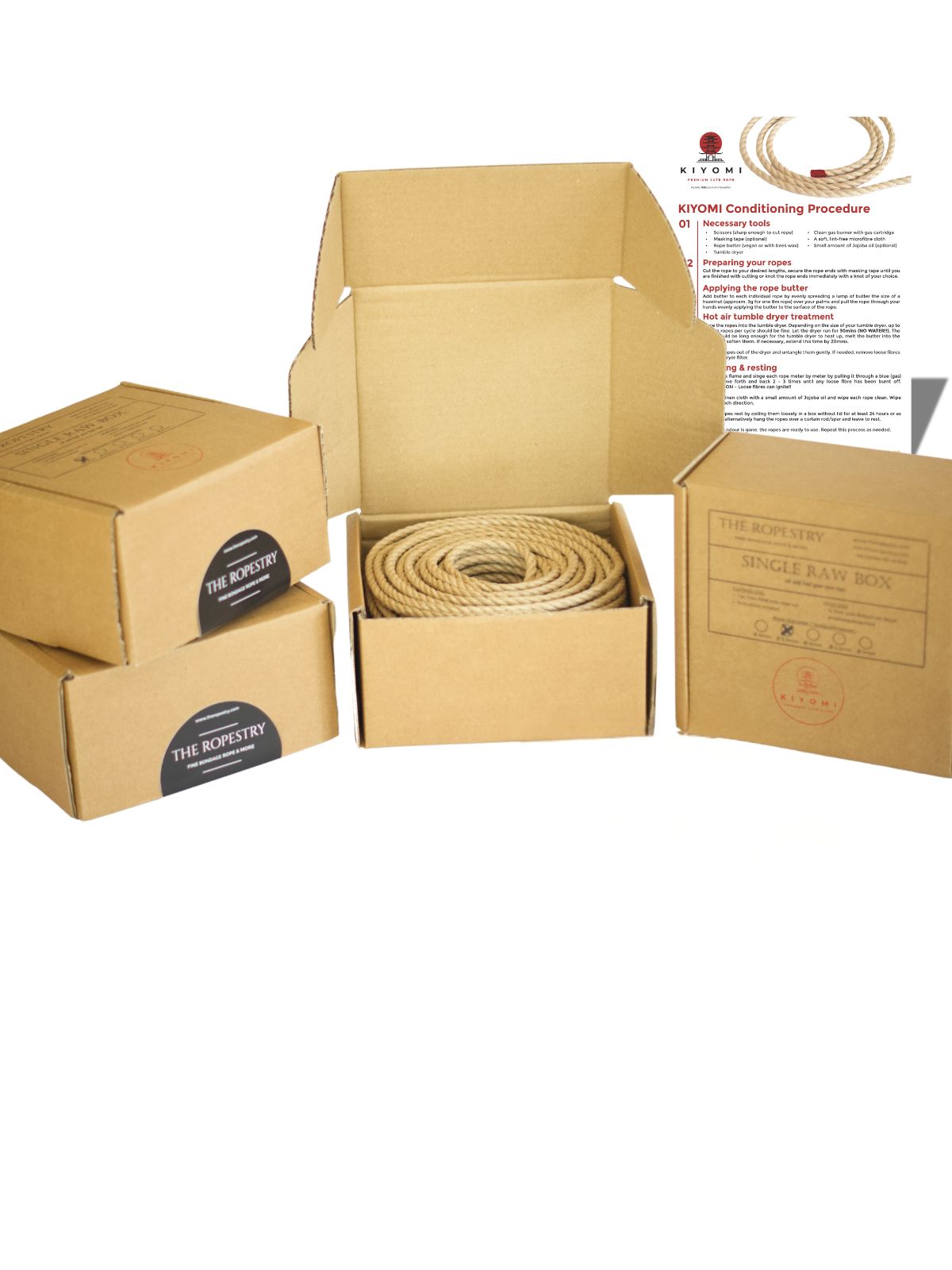 KIYOMI SINGLE RAW ROLL - 50m raw jute rope for bondage, Shibari and Kinbaku, cut and knot your own ropes