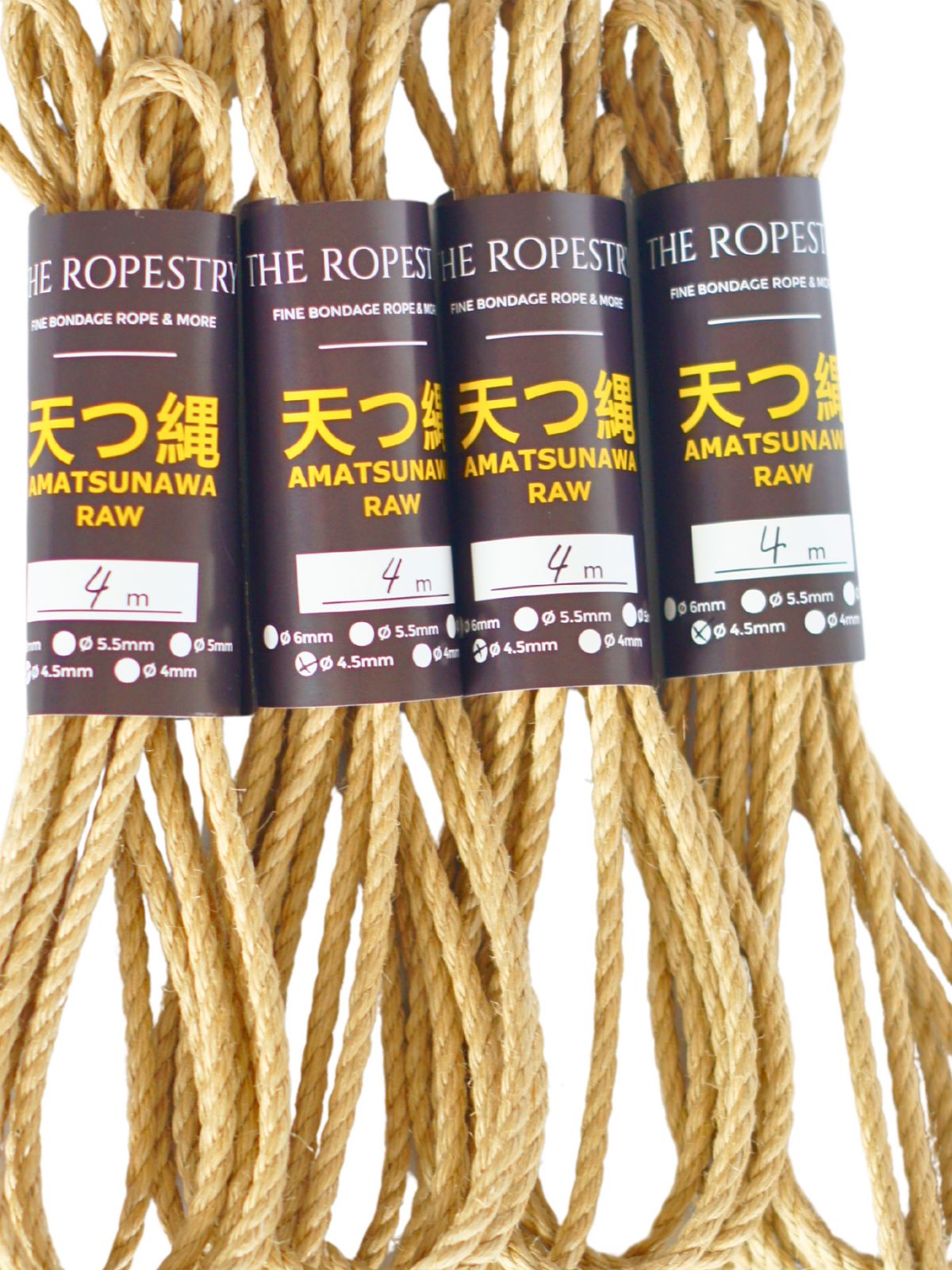 ø 4.5mm RAW AMATSUNAWA 4/5 jute rope for Shibari, Kinbaku bondage, various lengths and sets